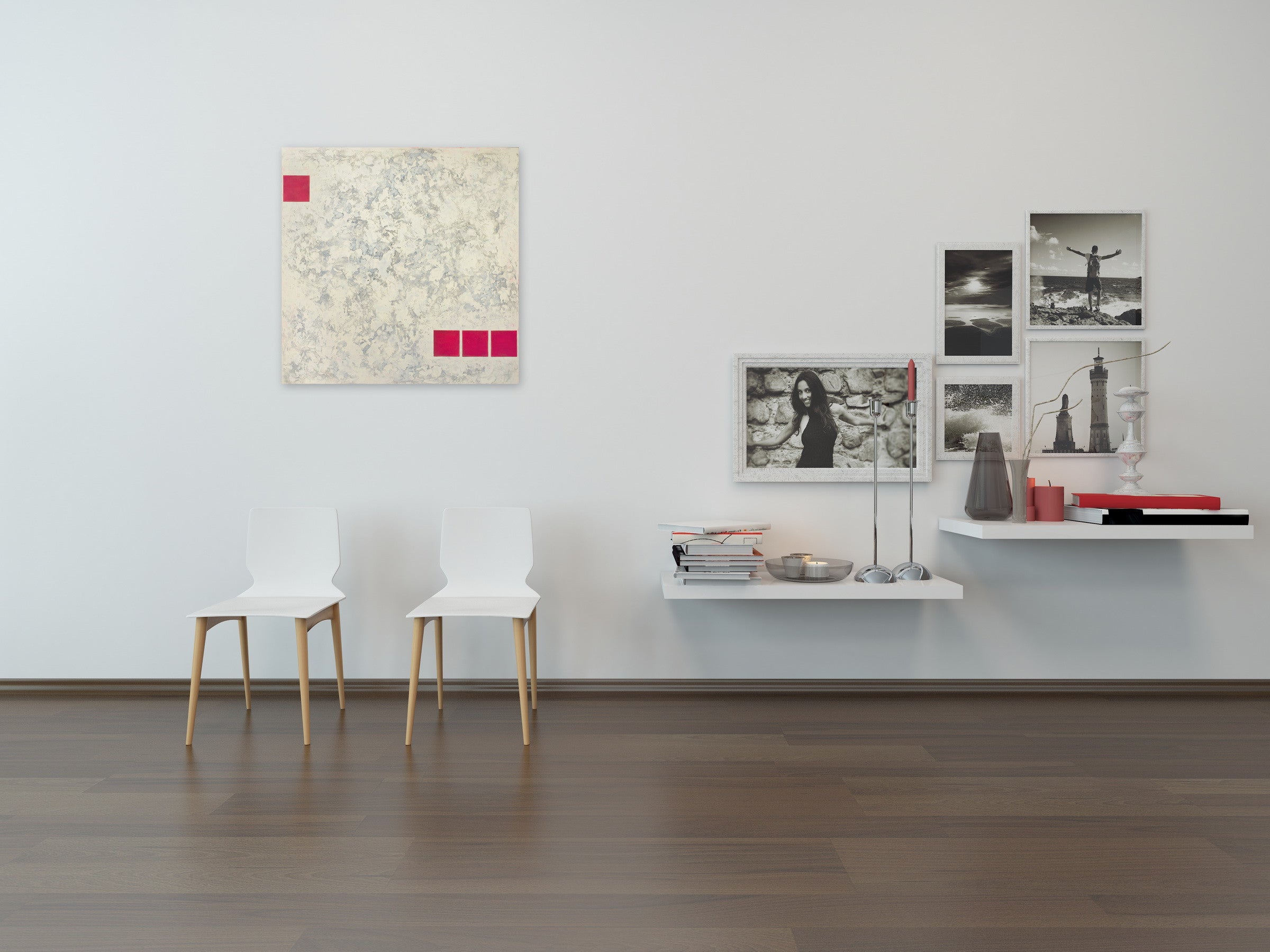 Artwork by Tracey Adams, Linear Momentum, Made of Pigmented beeswax, oil and collage on wood panel 