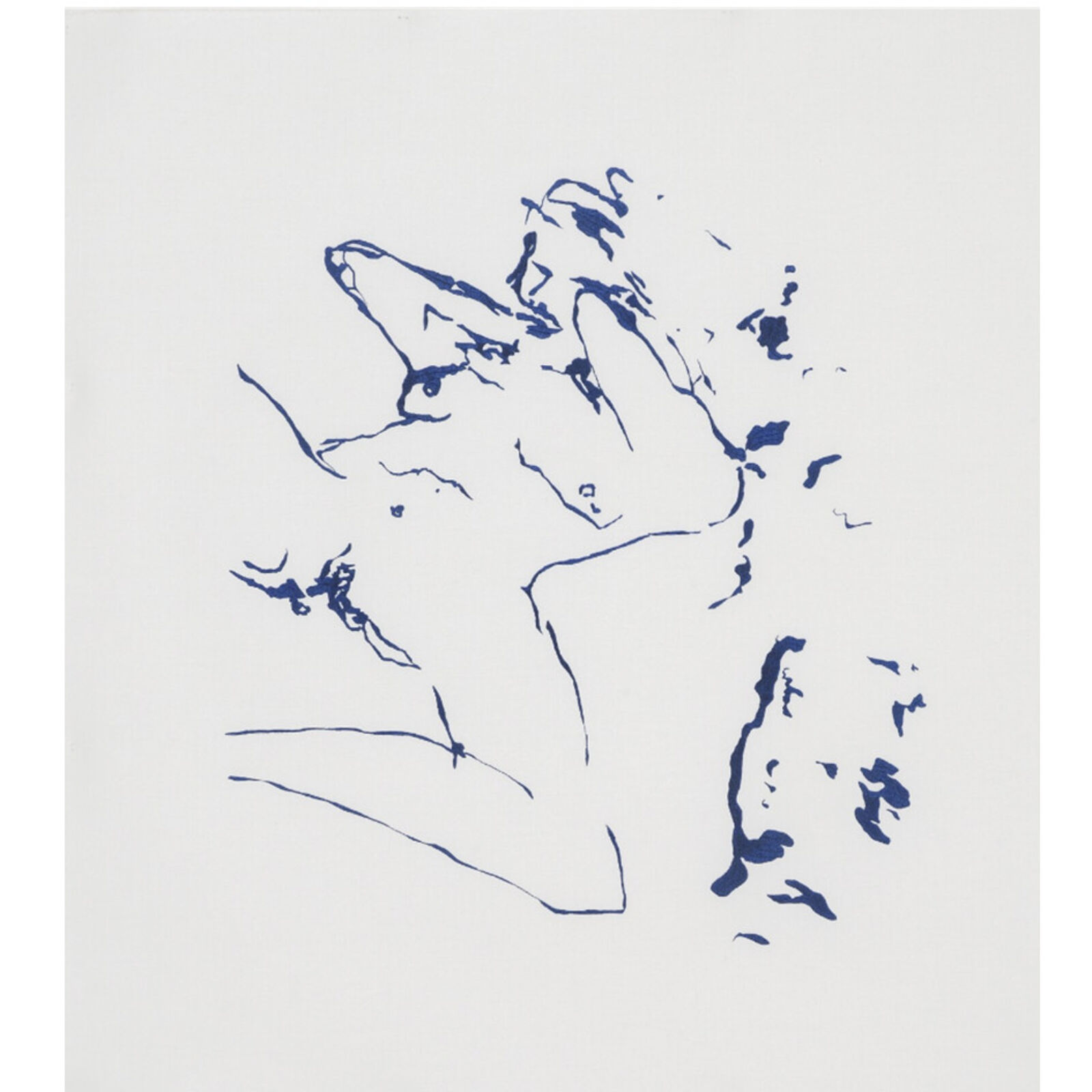 Artwork by Tracey Emin, The Beginning of Me, Made of Three colour screen print on cotton fabric 