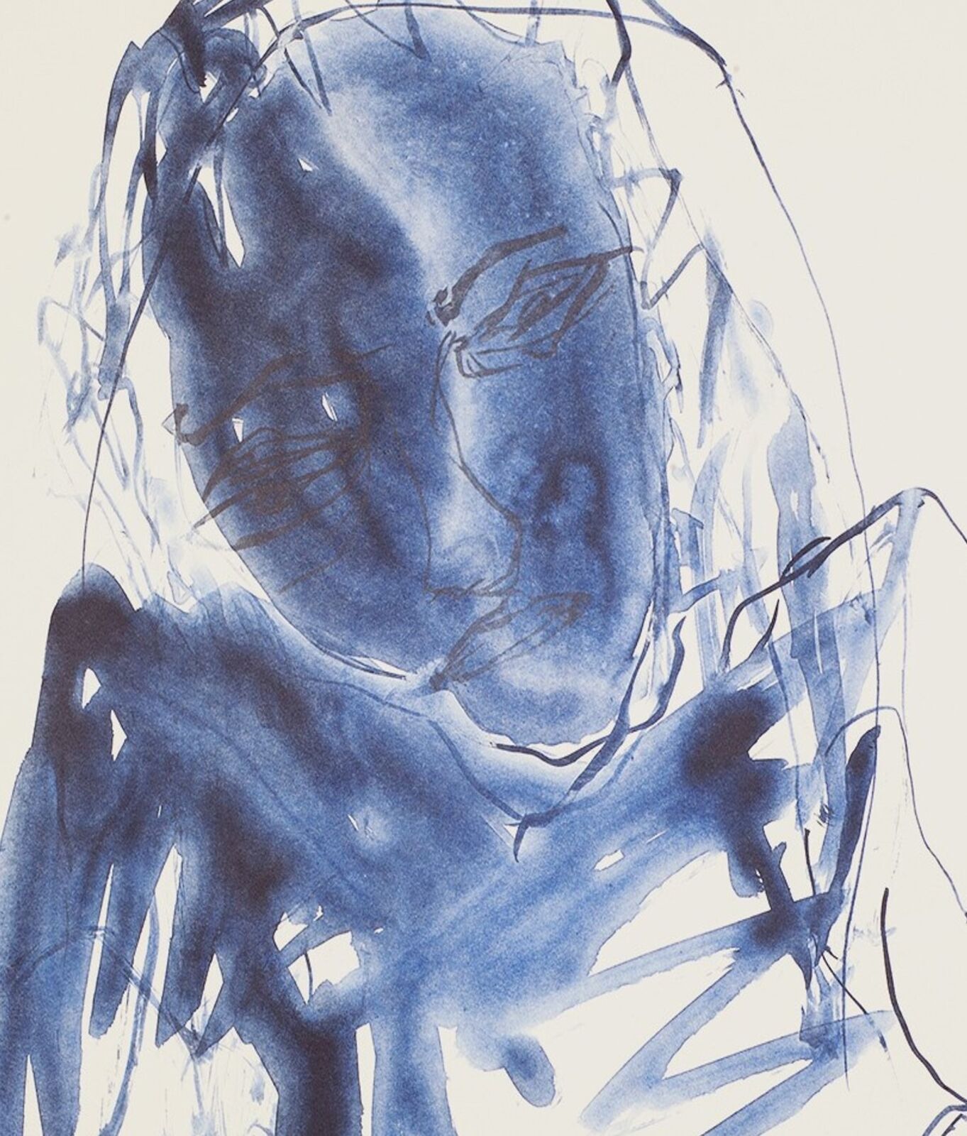Artwork by Tracey Emin, Blue Madonna, Made of 3 colour lithograph on Somerset Velvet Warm White 400gsm 