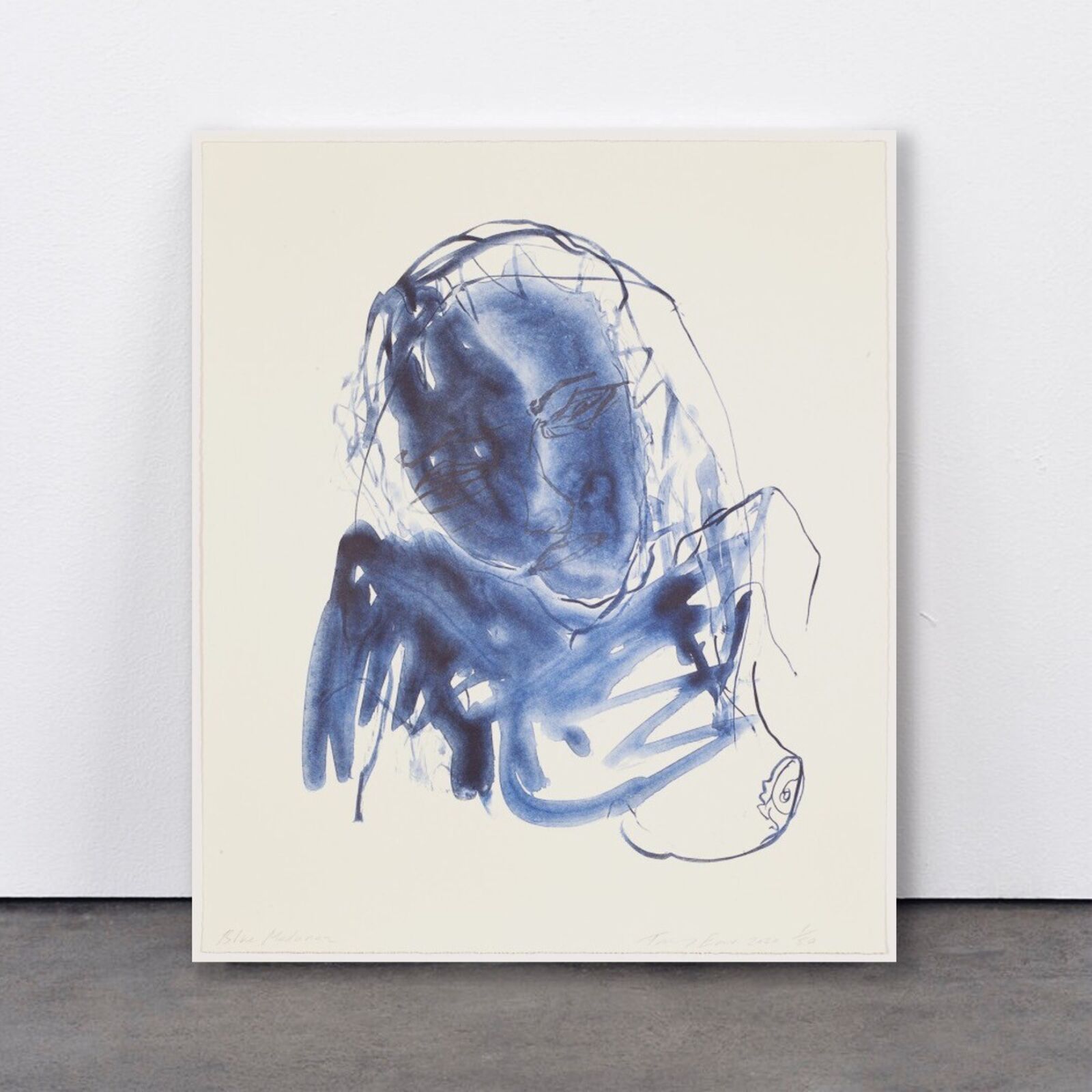 Artwork by Tracey Emin, Blue Madonna, Made of 3 colour lithograph on Somerset Velvet Warm White 400gsm 