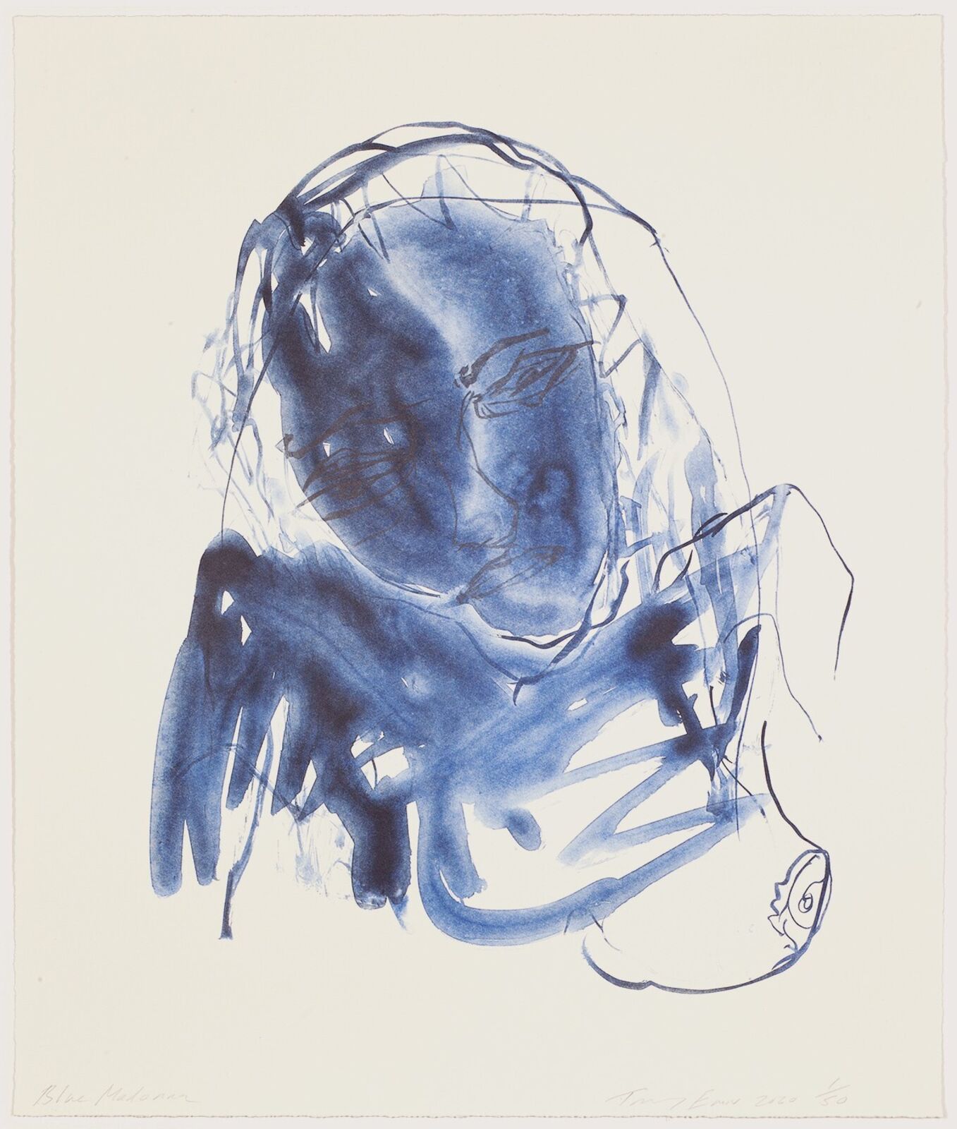 Artwork by Tracey Emin, Blue Madonna, Made of 3 colour lithograph on Somerset Velvet Warm White 400gsm 