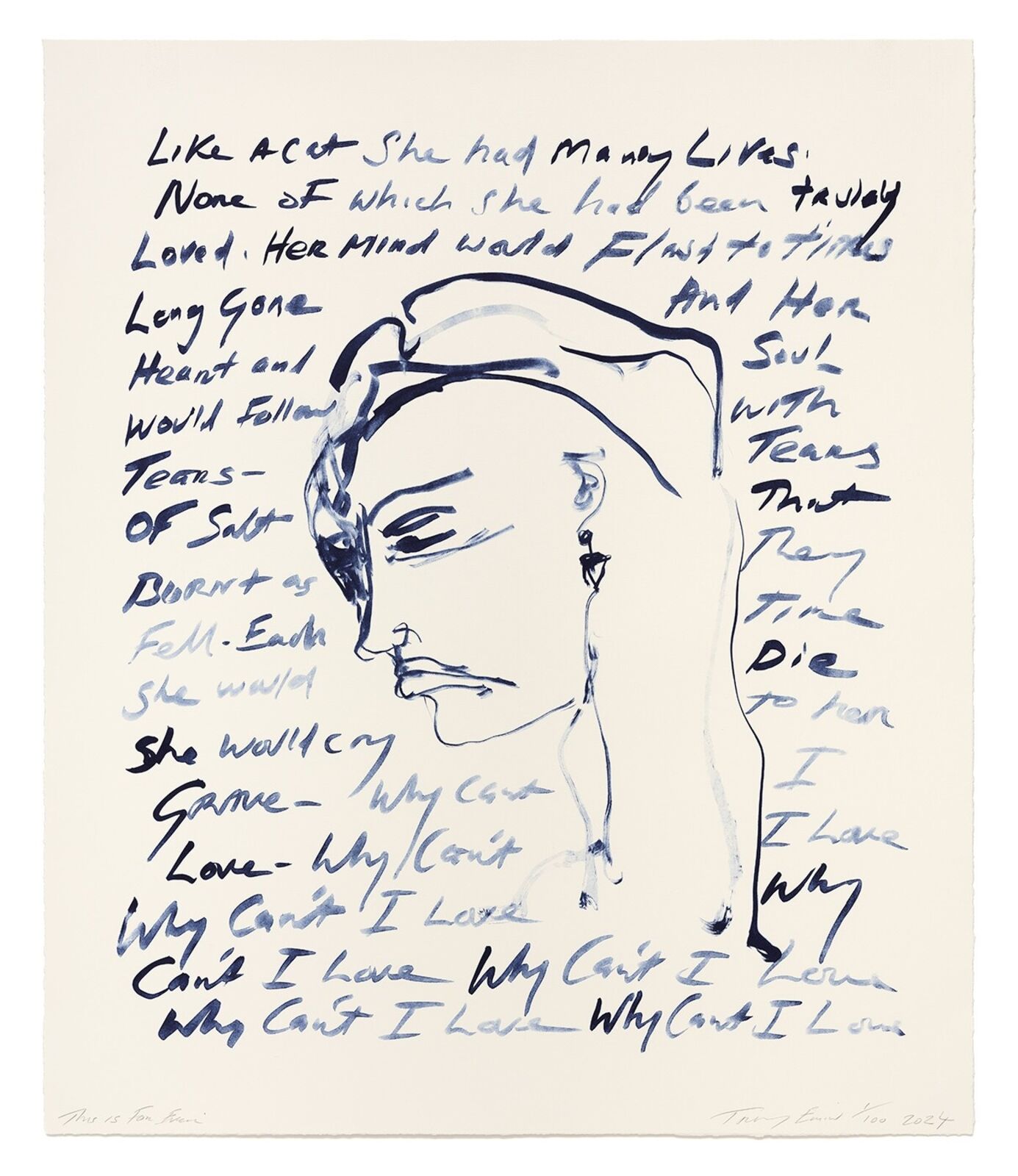 Artwork by Tracey Emin, National Portrait Gallery Portfolio, Made of 1 colour lithograph on Somerset Warm White 400gsm 