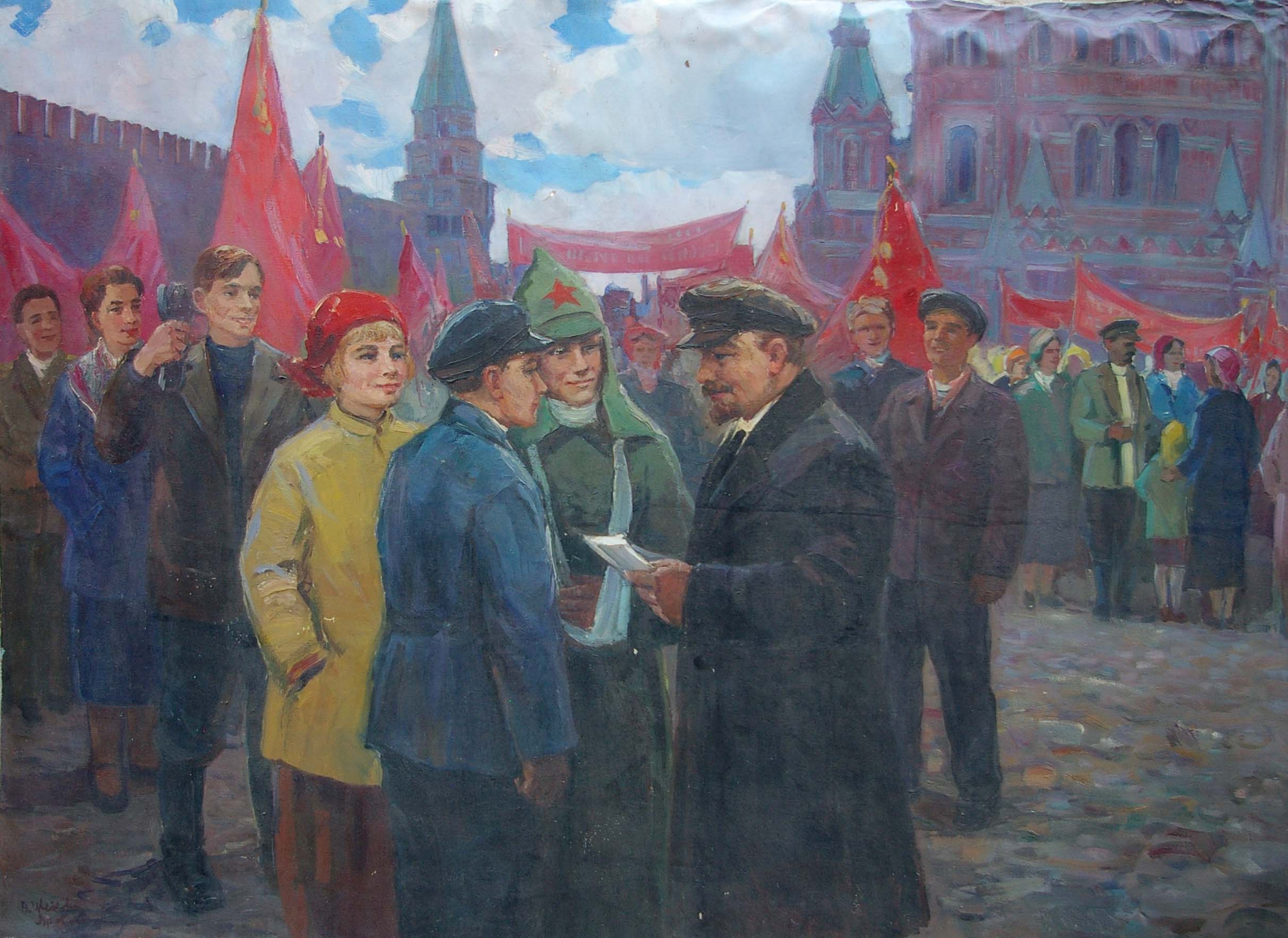 Lenin with Komsomol members by Valentina Petrovna Tsvetkova, null