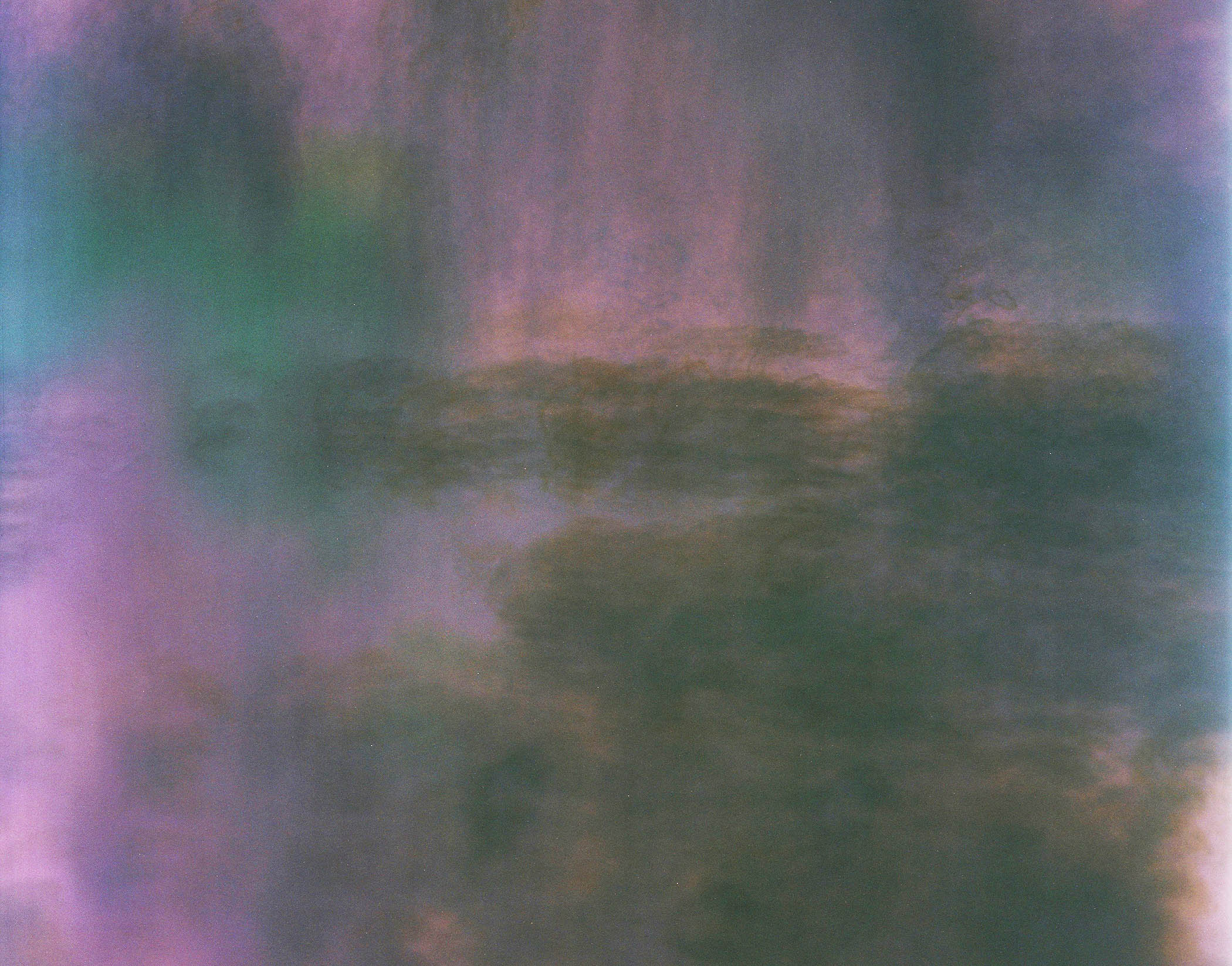 A picture of a purple and green abstract painting.