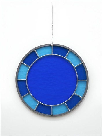 Artwork by Ugo Rondinone, blue blue blue clock, Made of Lead and cathedral glass 
