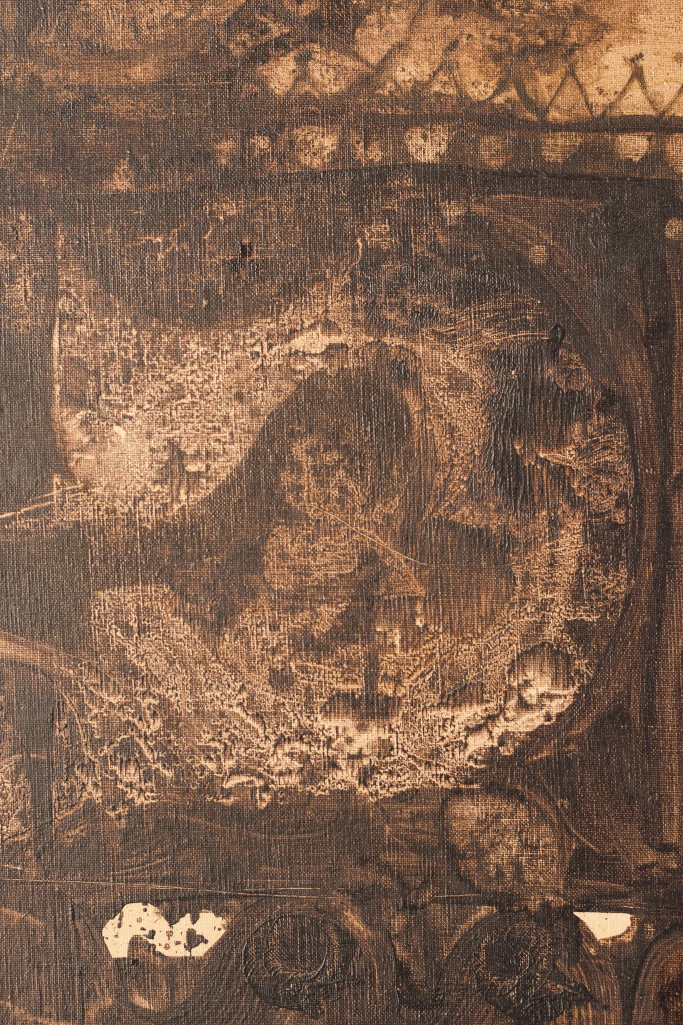 A painting of a room with a lot of different things on it.