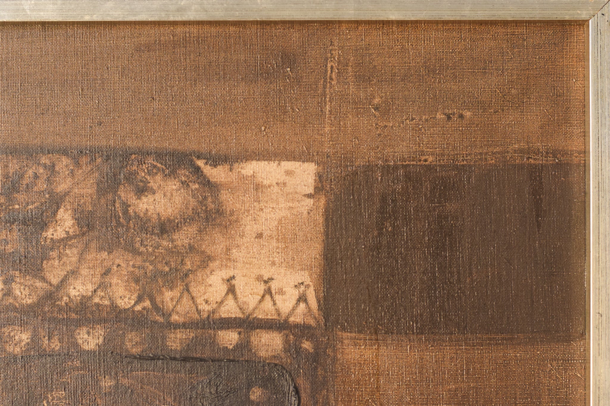 A painting of a room with a lot of different things on it.