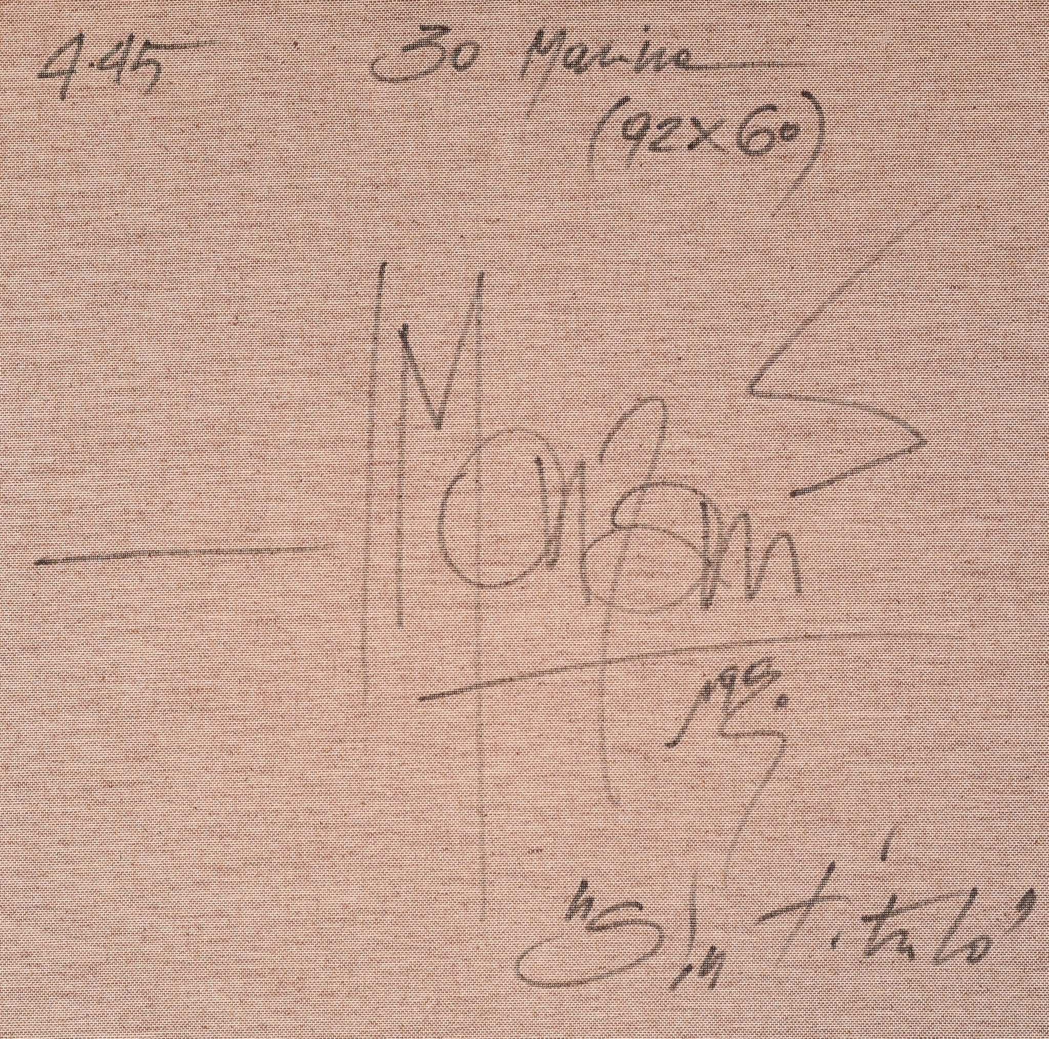 A painting of a red and green abstract painting.