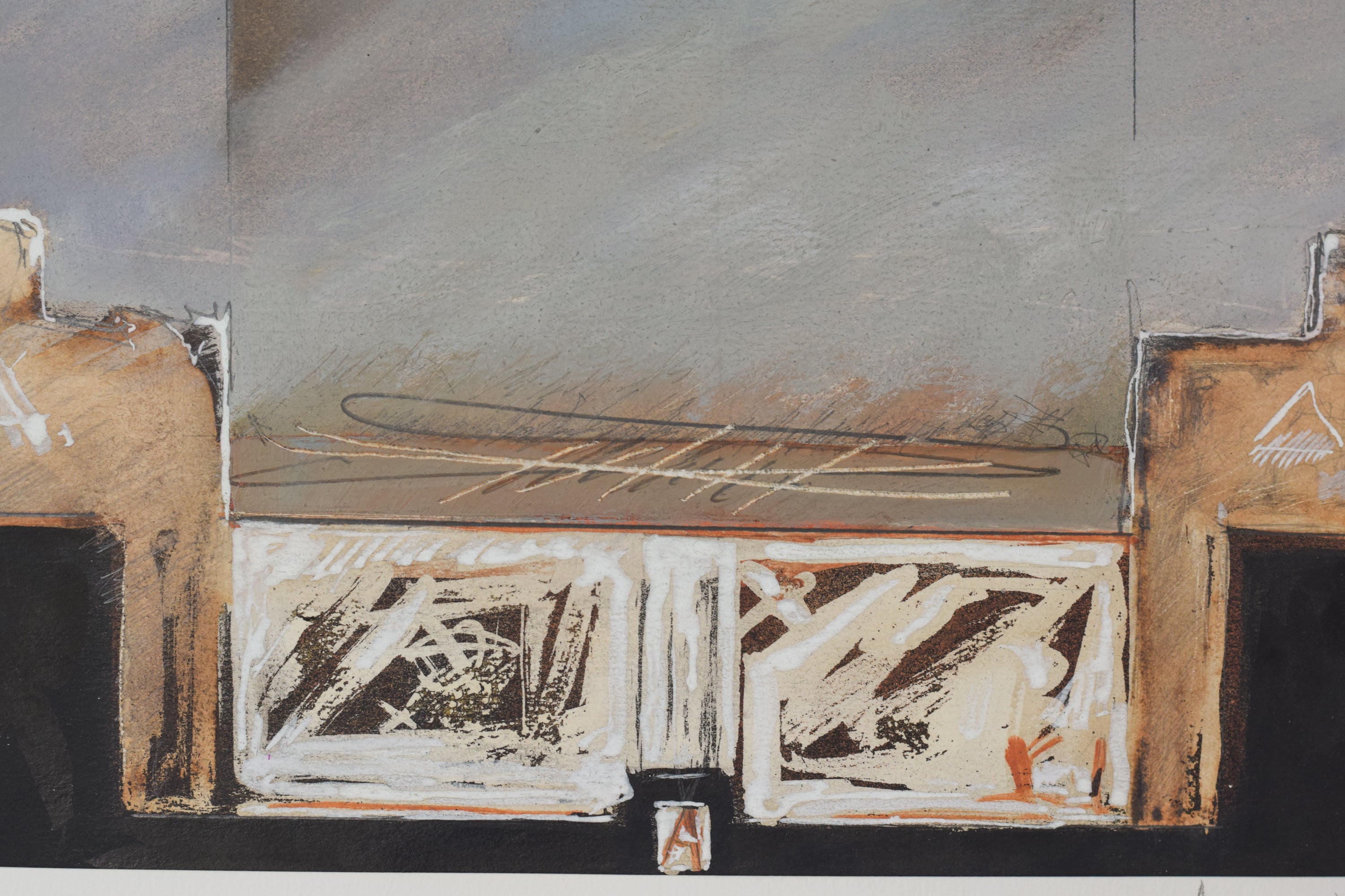 A drawing of a building with a quote on it.