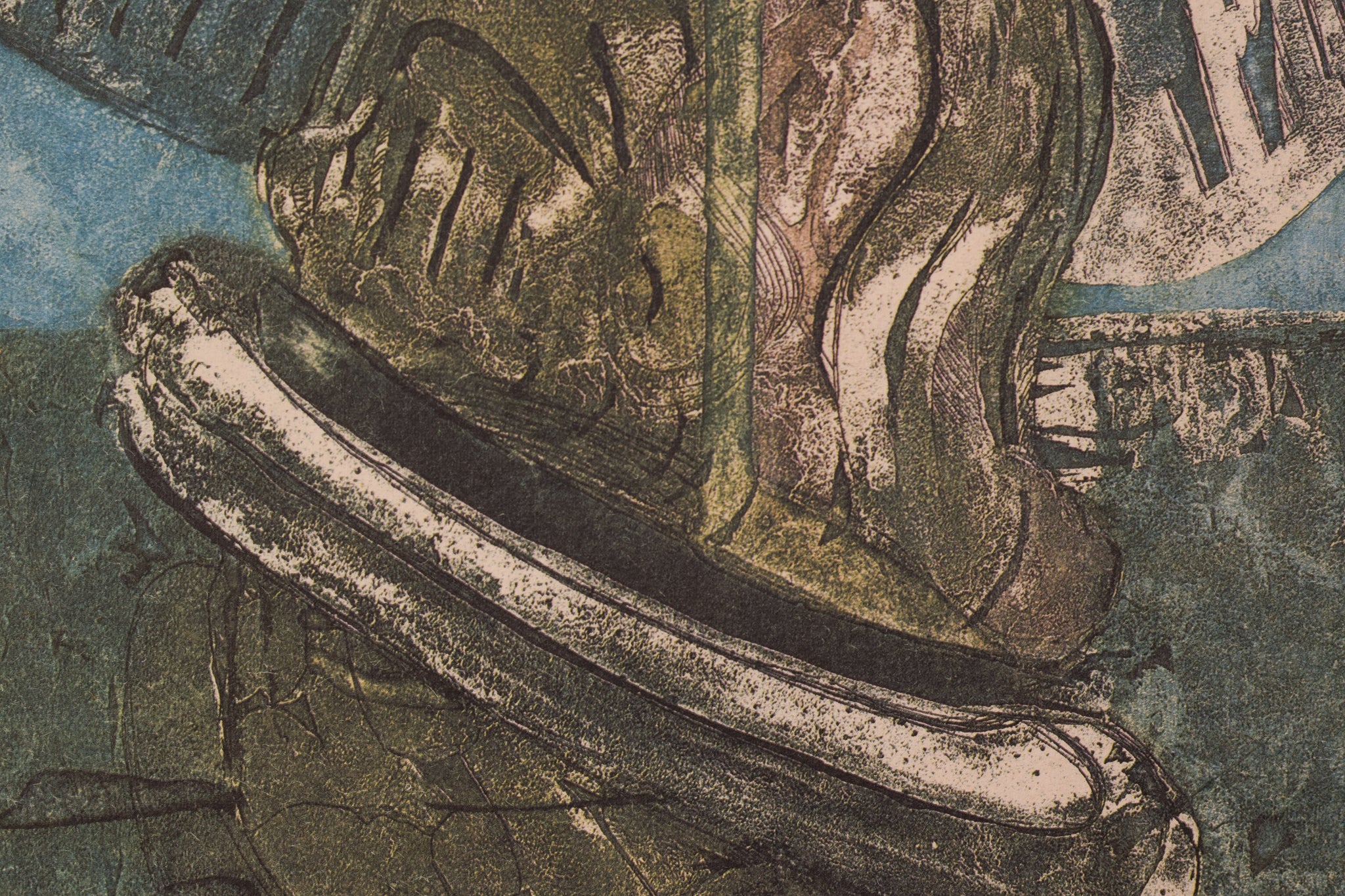 A drawing of a man with a guitar in his hand.