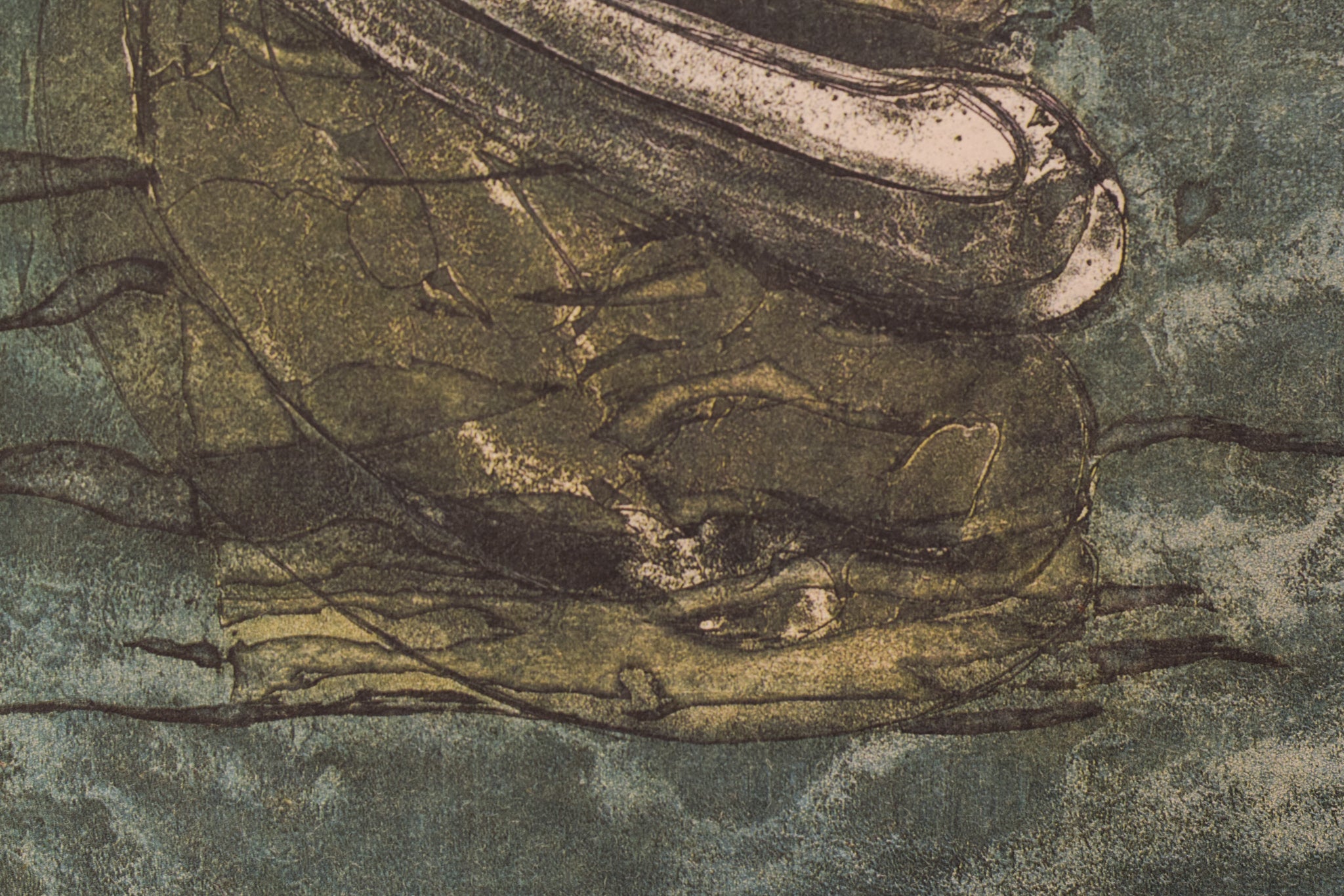 A drawing of a man with a guitar in his hand.