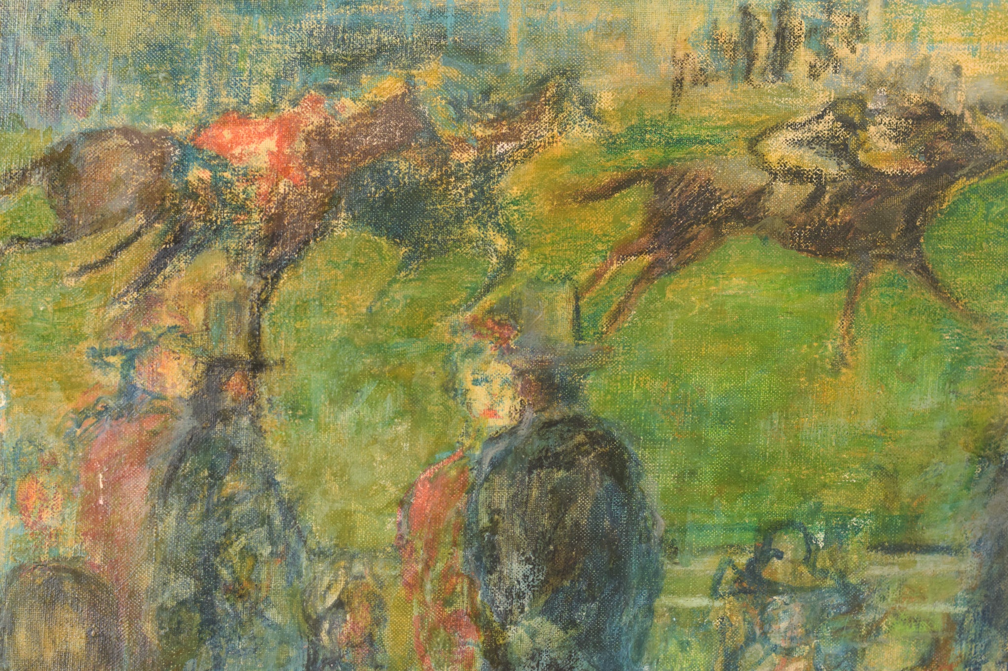 A painting of a group of people watching a horse race.