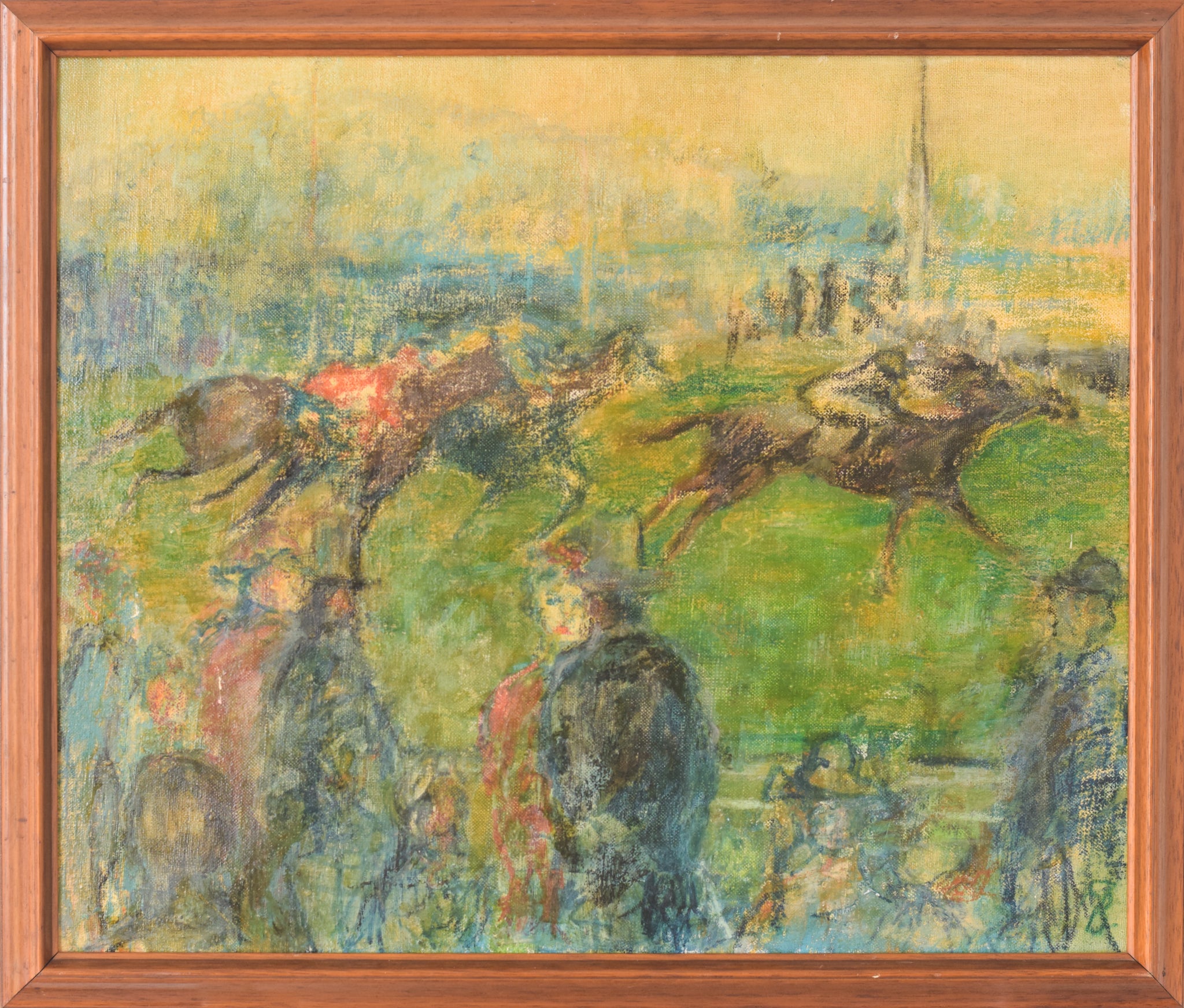 A painting of a group of people watching a horse race.