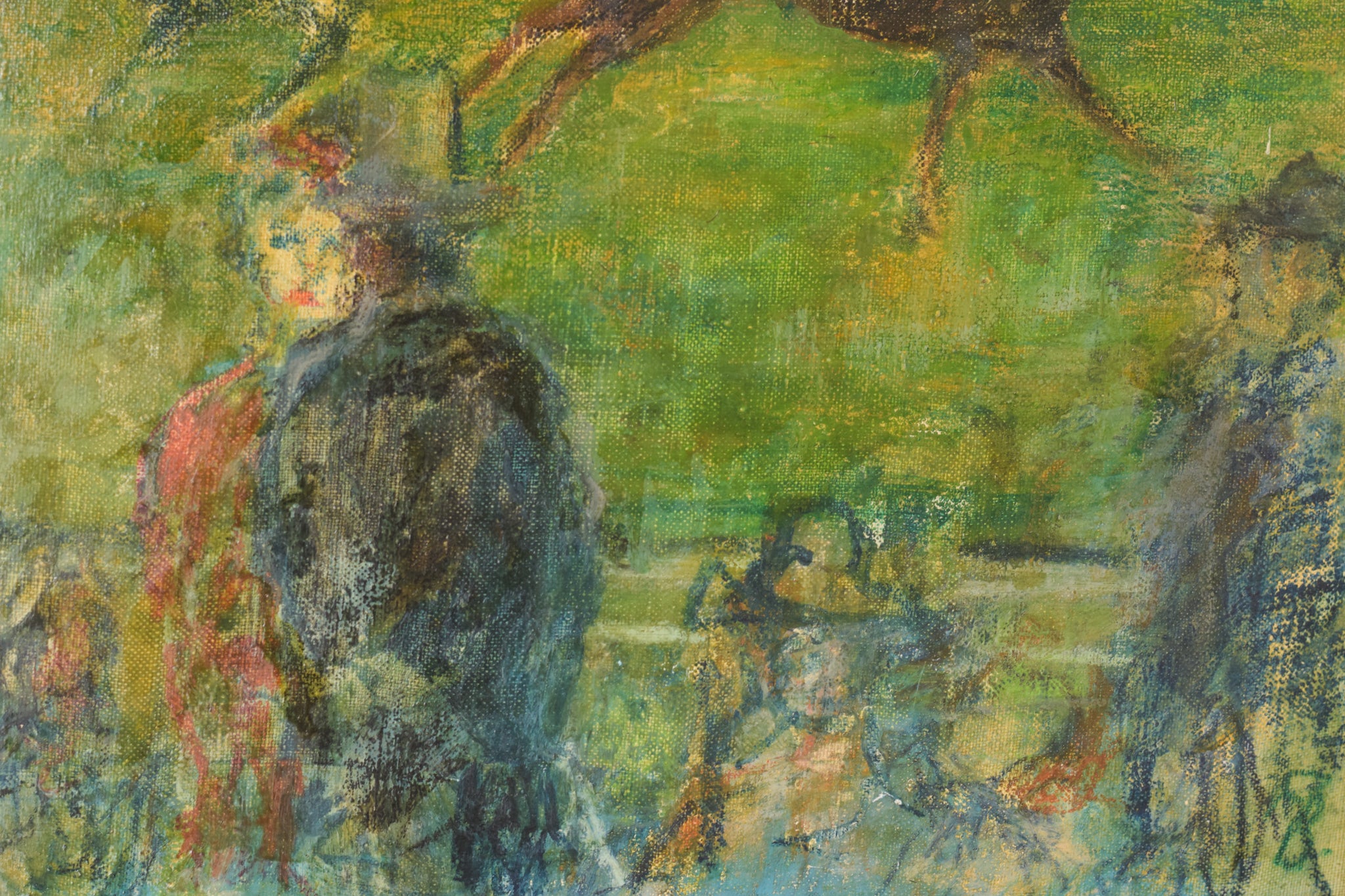 A painting of a group of people watching a horse race.