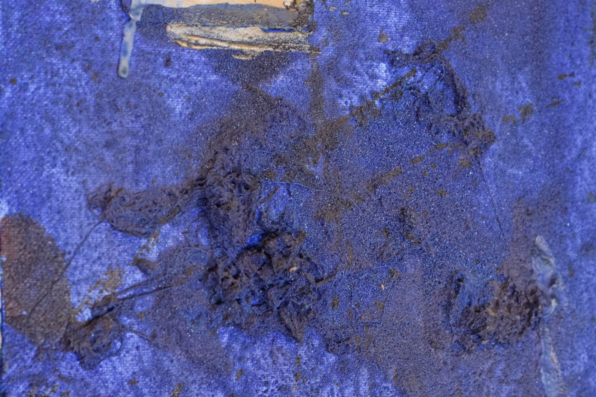 A painting of a piece of paper with a red and blue background.