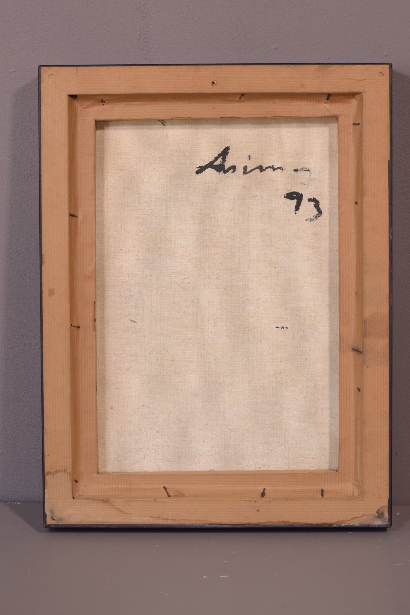 A painting of a piece of paper with a red and blue background.