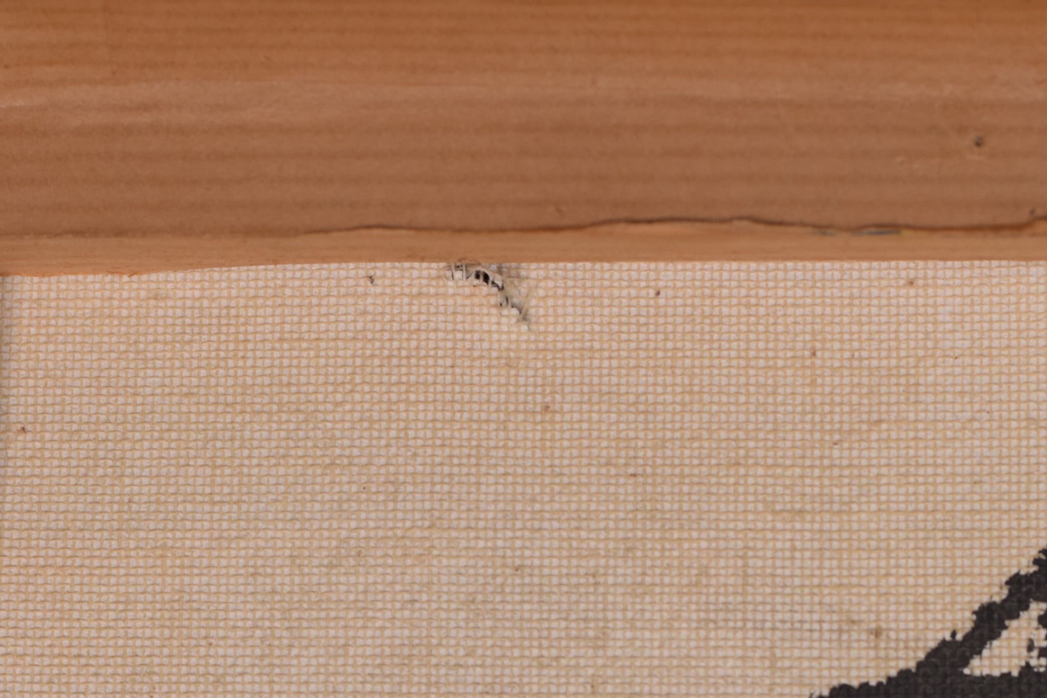 A painting of a piece of paper with a red and blue background.