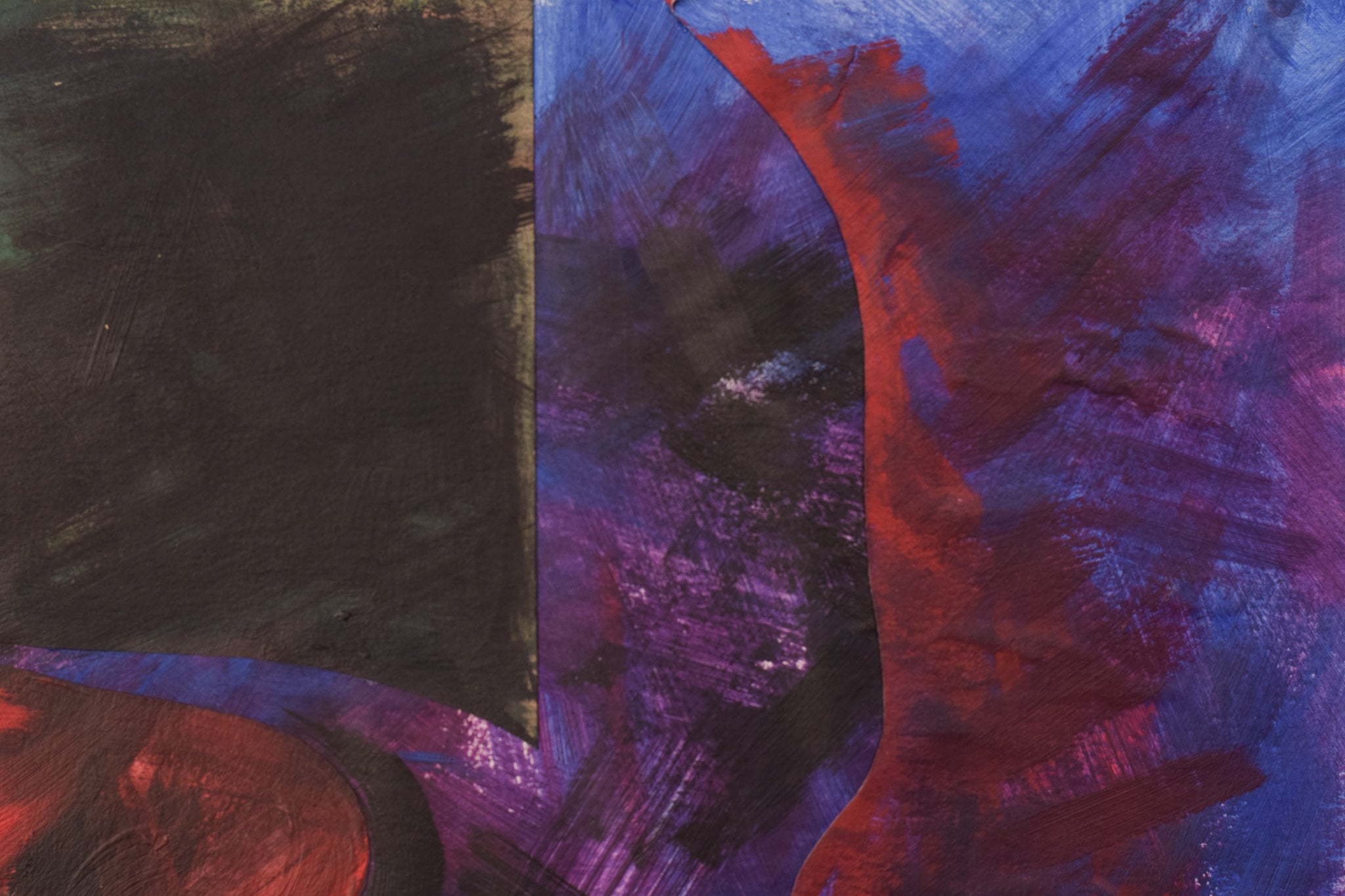 A painting of a woman laying down on a purple surface.