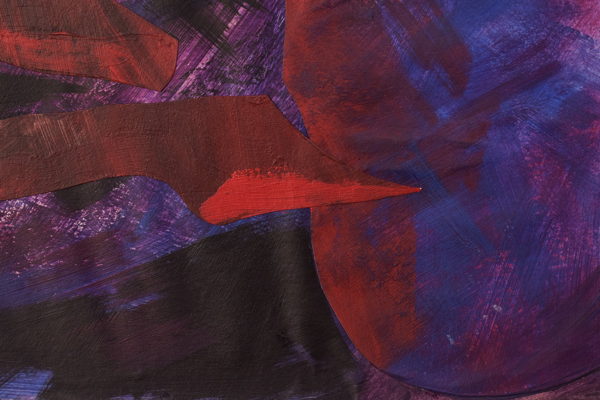 A painting of a woman laying down on a purple surface.