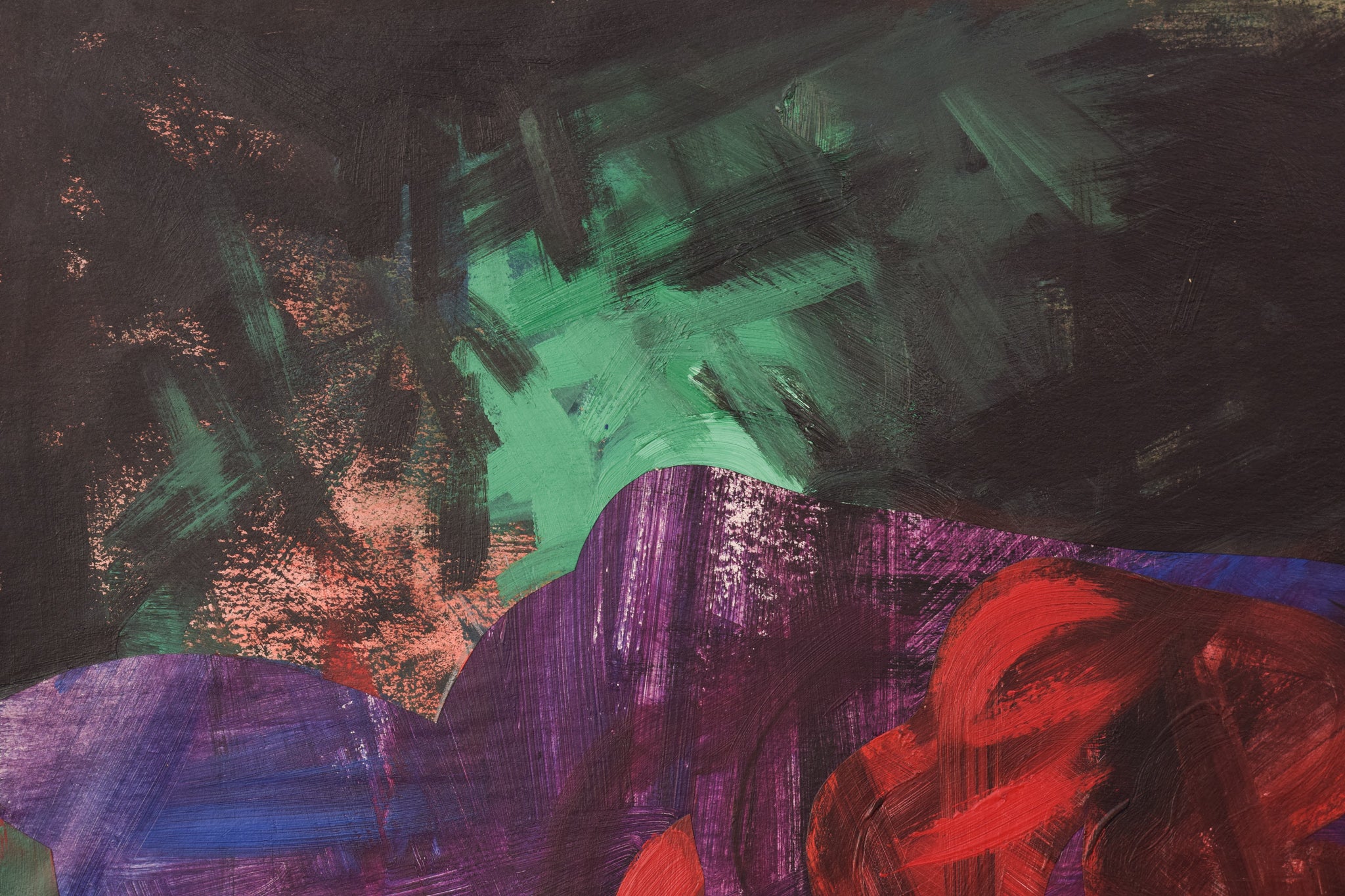 A painting of a woman laying down on a purple surface.