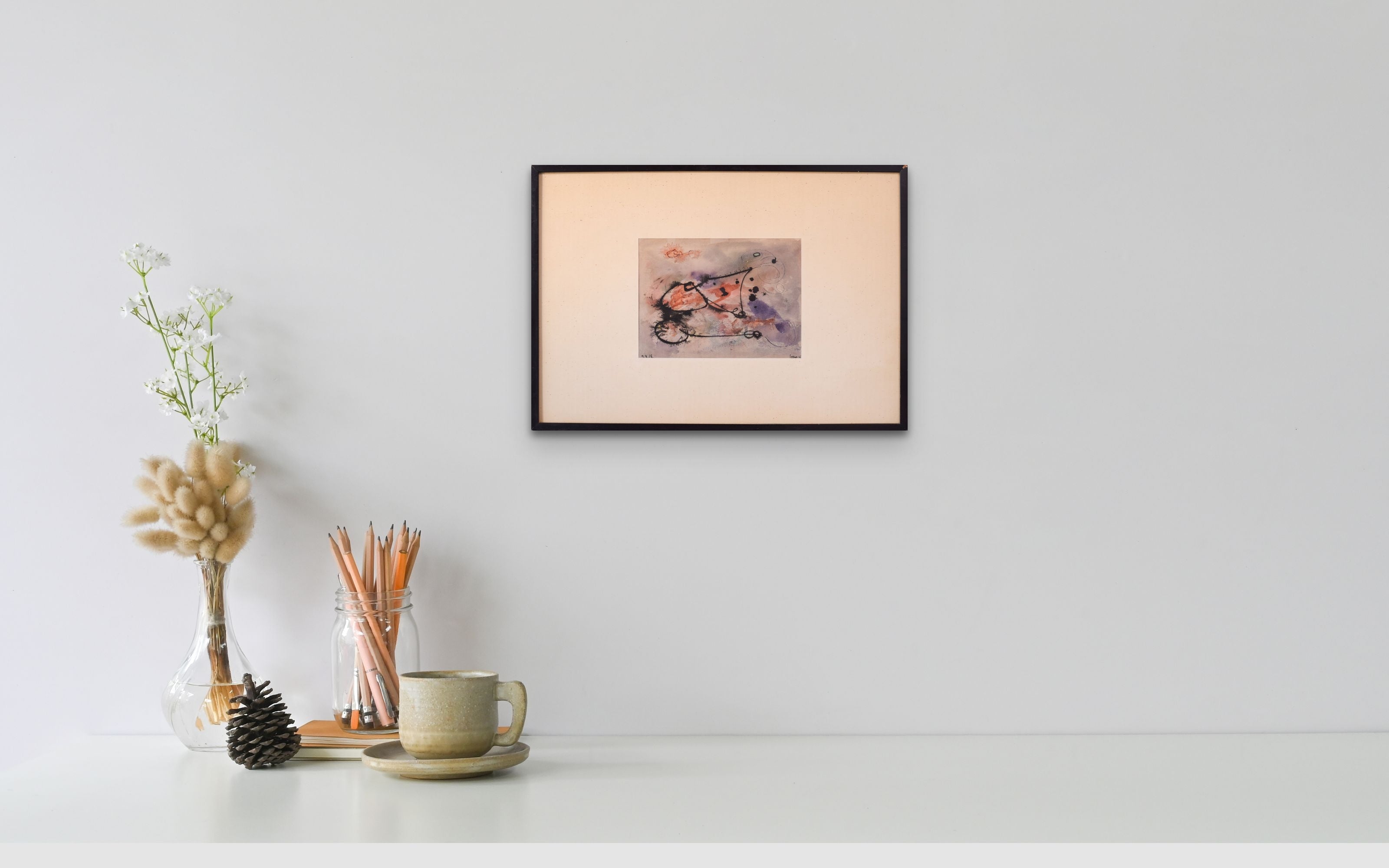 A watercolor painting of an abstract painting on a piece of paper.