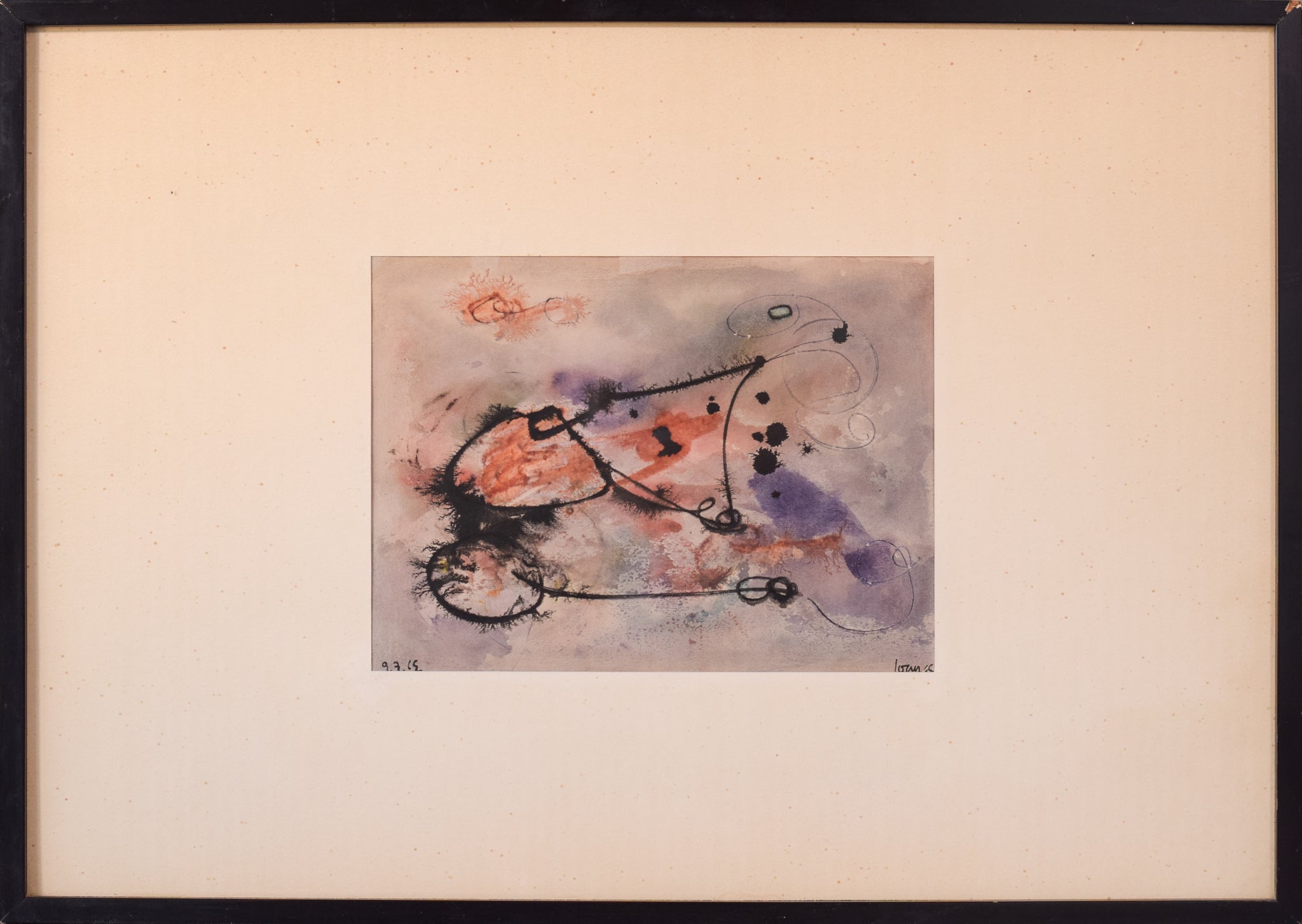 A watercolor painting of an abstract painting on a piece of paper.