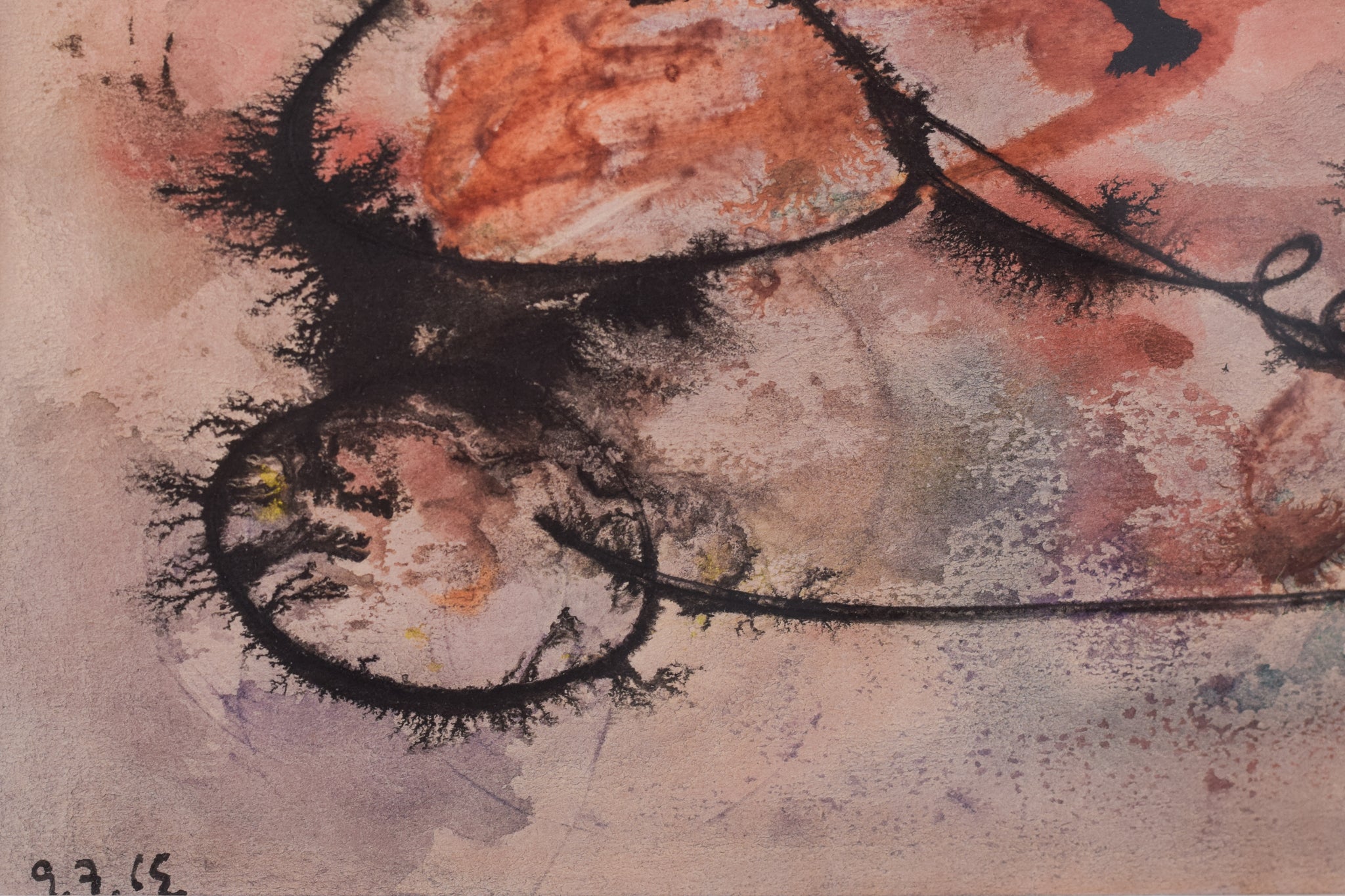 A watercolor painting of an abstract painting on a piece of paper.