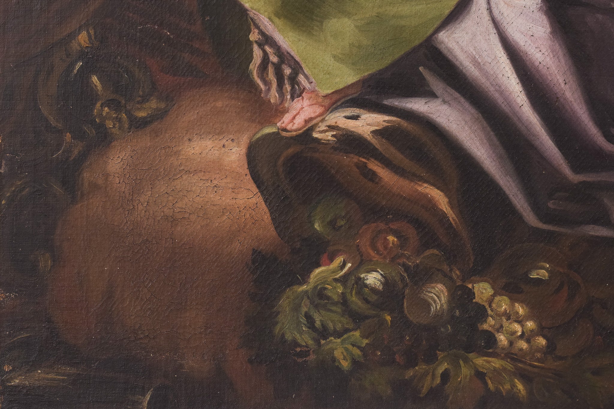 A painting of a woman sitting on a rock with a child.