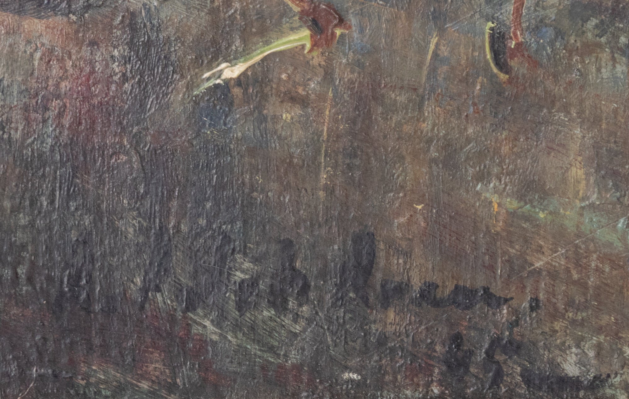 A painting of cherries and a glass on a table.