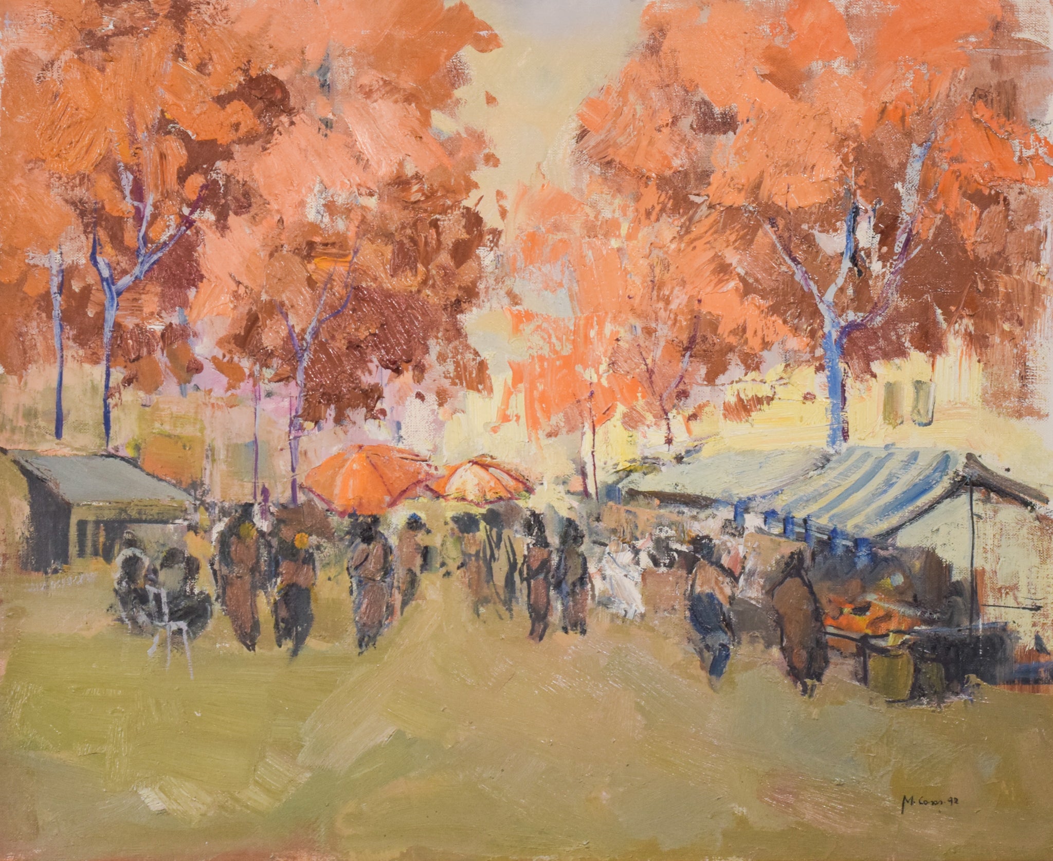 Artwork by Unknown, Autumn Market Scene, Made of Oil on canvas 
