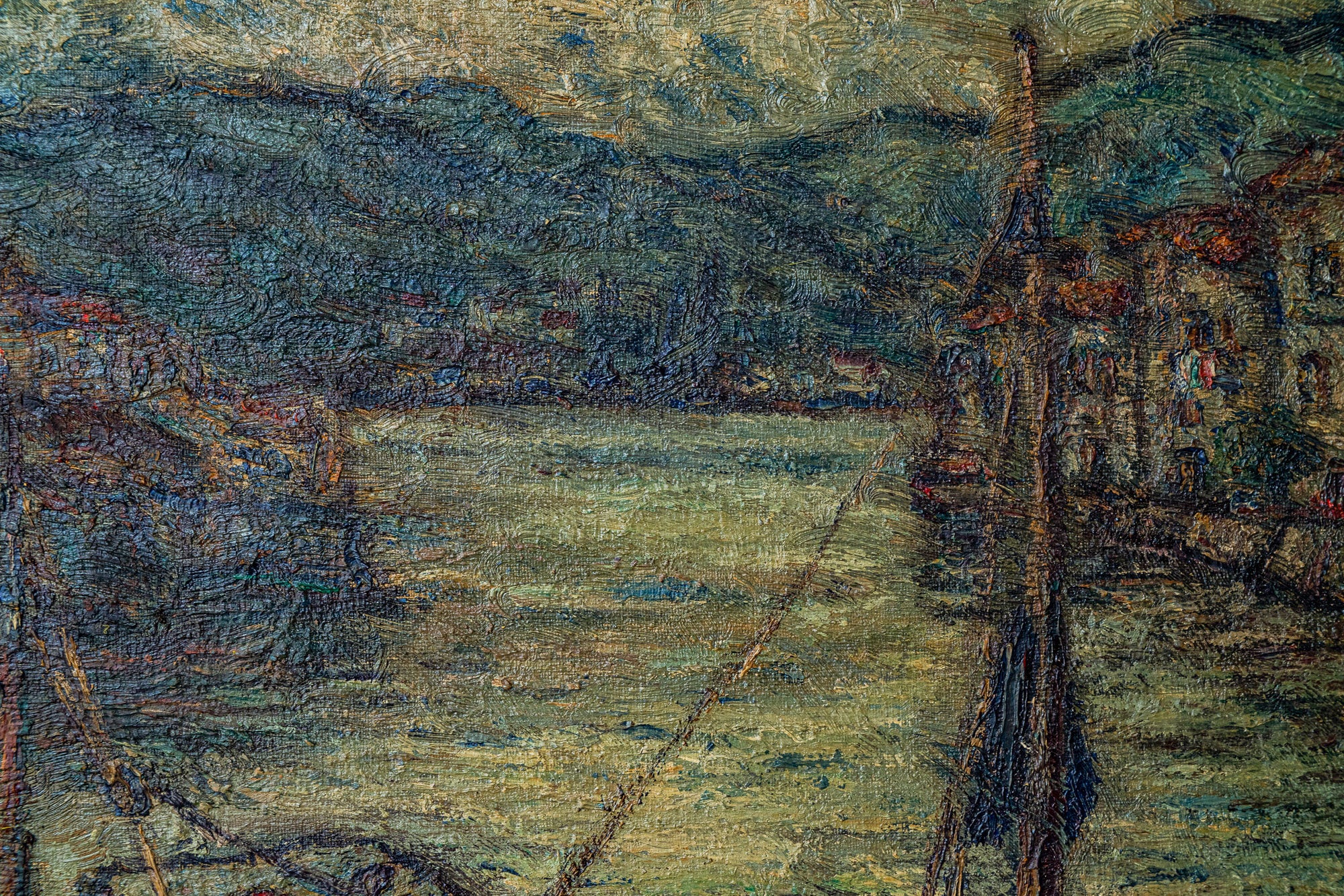 Artwork by Unknown, Barges in a Port, Made of Oil on canvas 