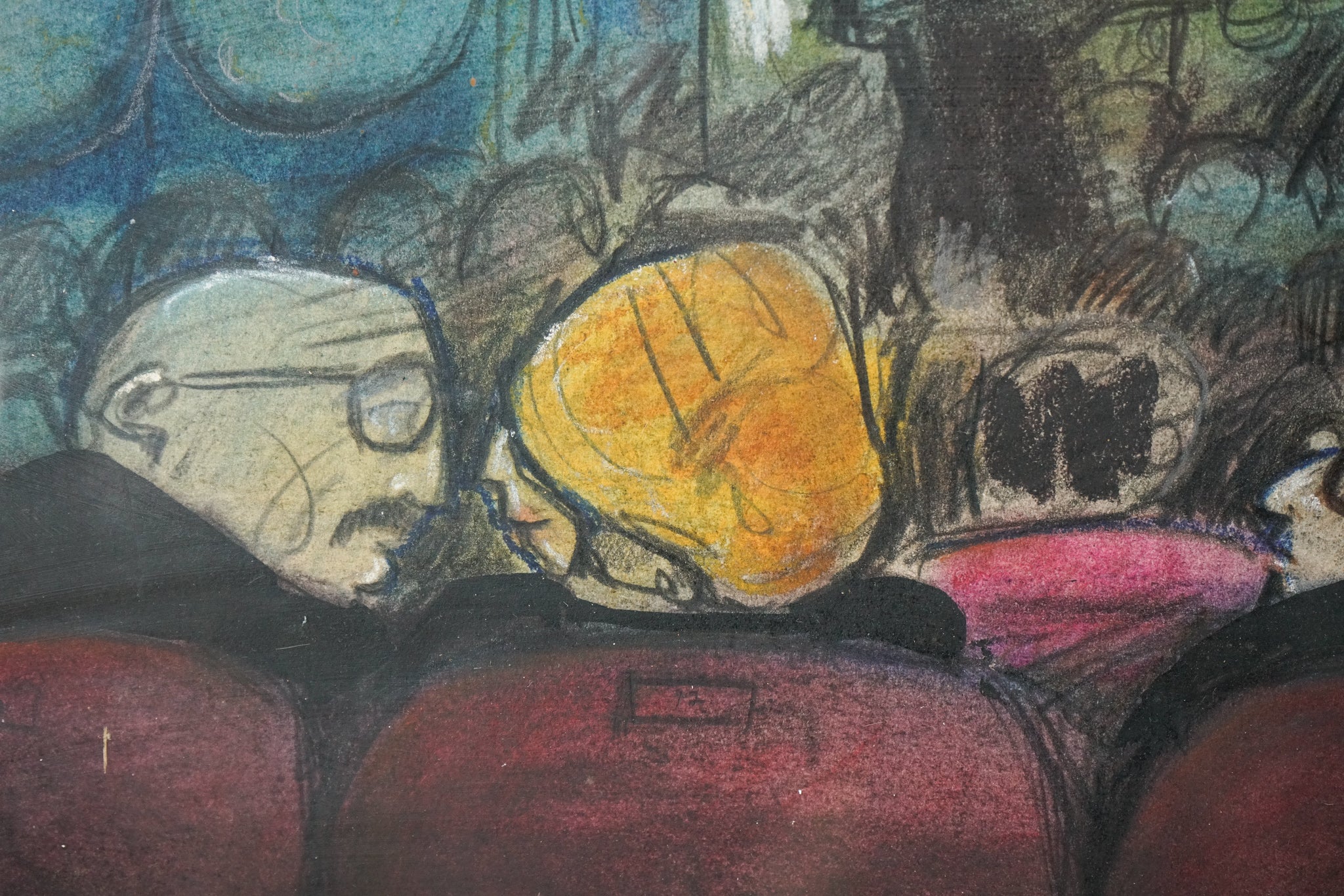 Artwork by Unknown, Cartoon theatre scene, Made of Pastel 