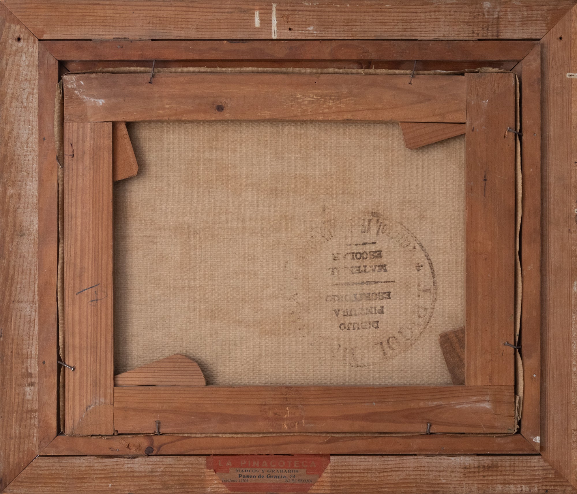 A painting of a landscape with trees in the foreground.