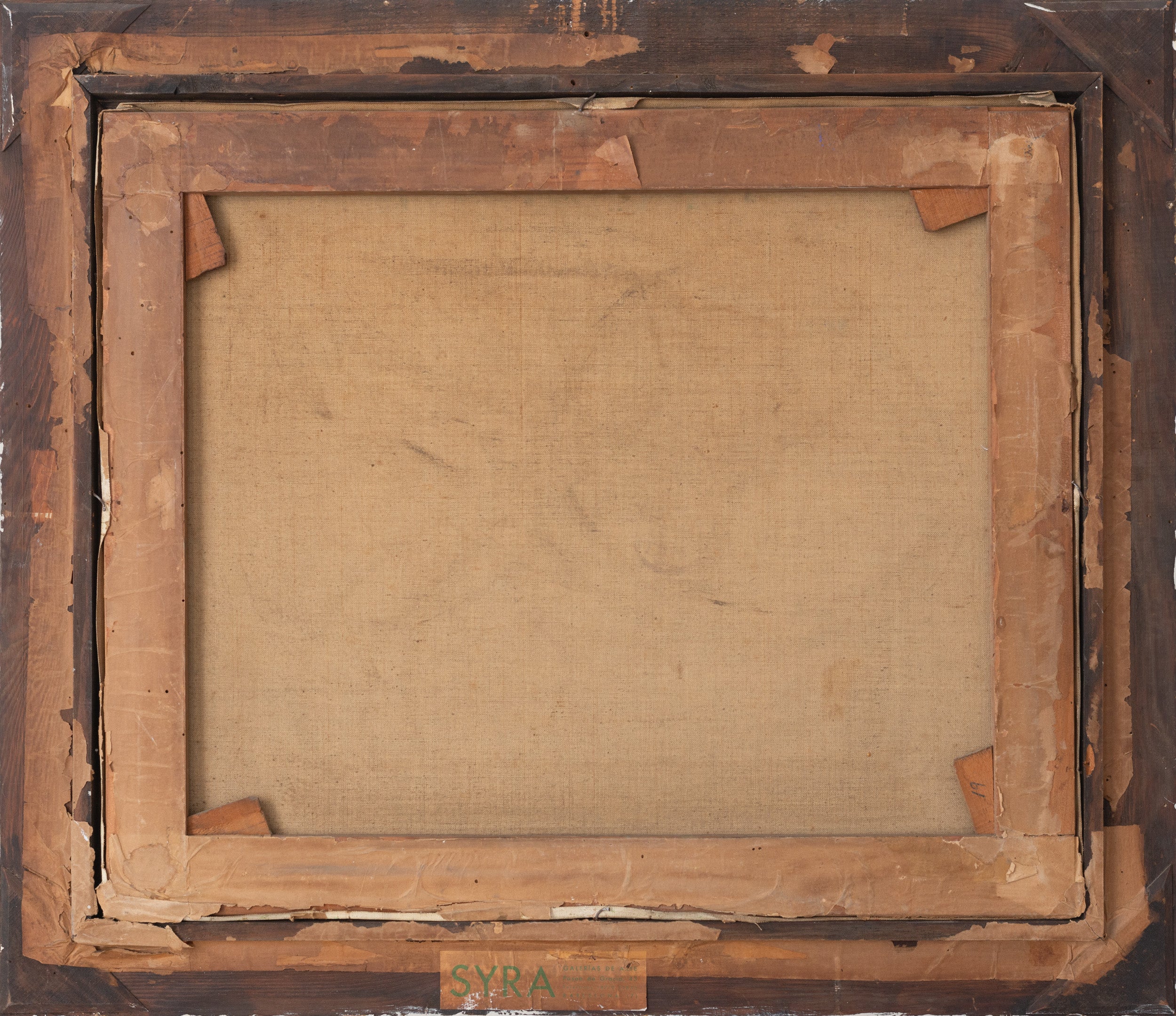 A painting of a landscape with trees and mountains in the background.