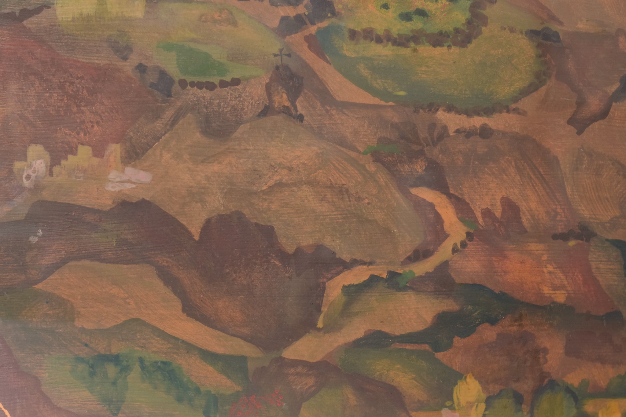 Artwork by Unknown, Coastal Landscape - Mountains, Made of Gouache 