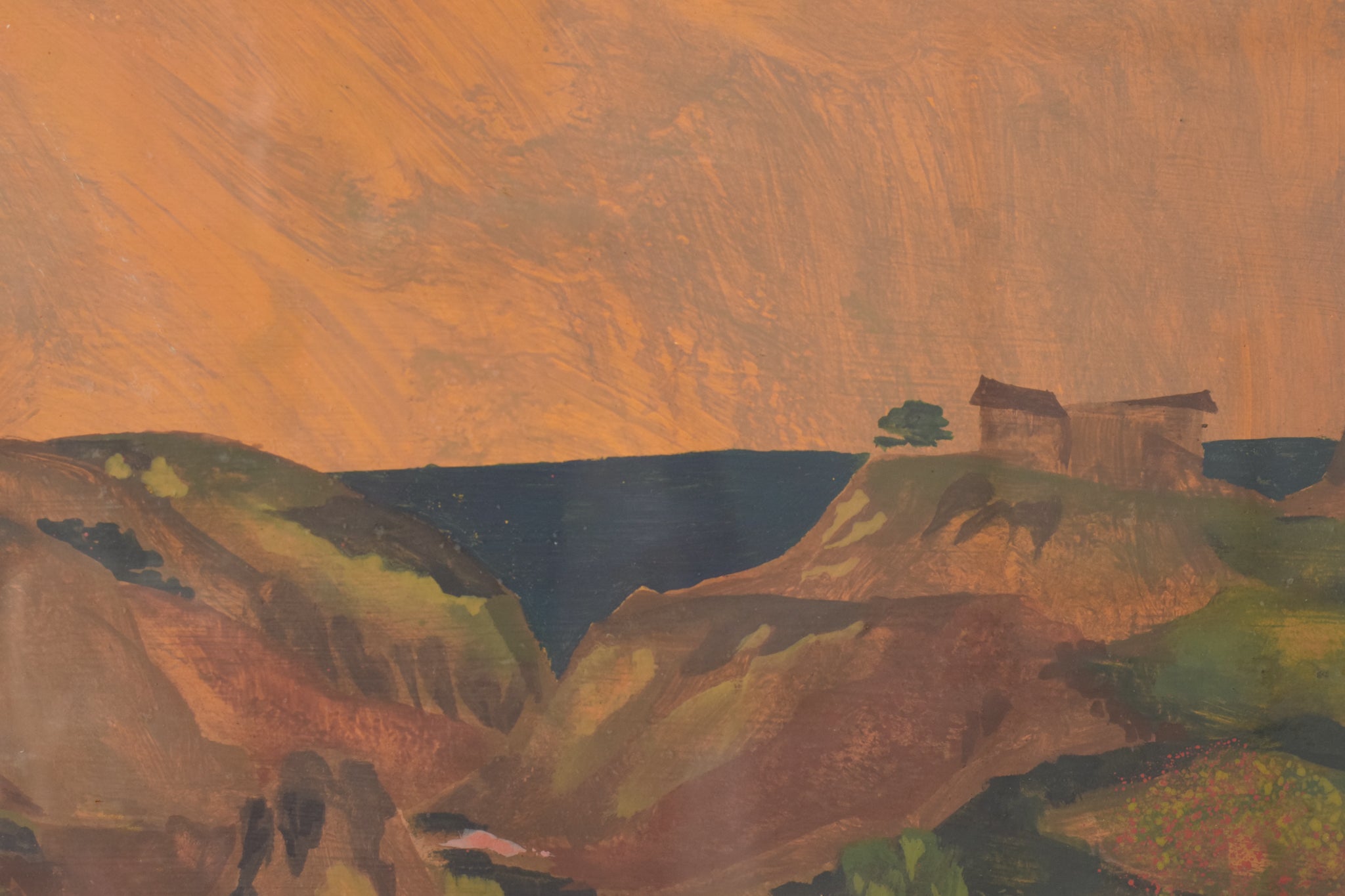 Artwork by Unknown, Coastal Landscape - Mountains, Made of Gouache 