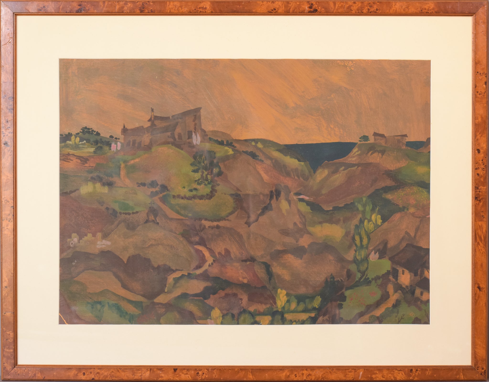 Artwork by Unknown, Coastal Landscape - Mountains, Made of Gouache 