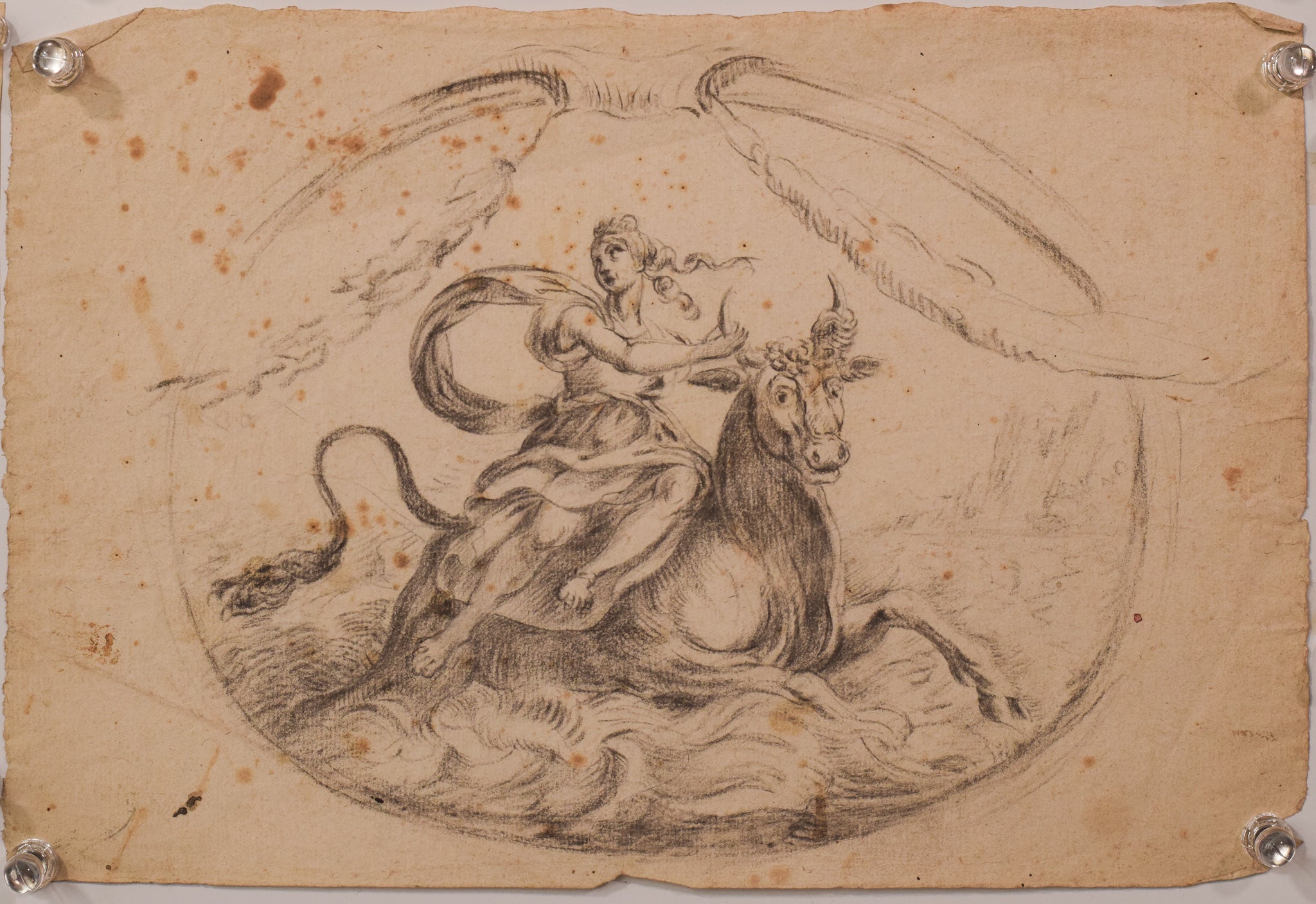 A group of six drawings of a man sitting on a horse.