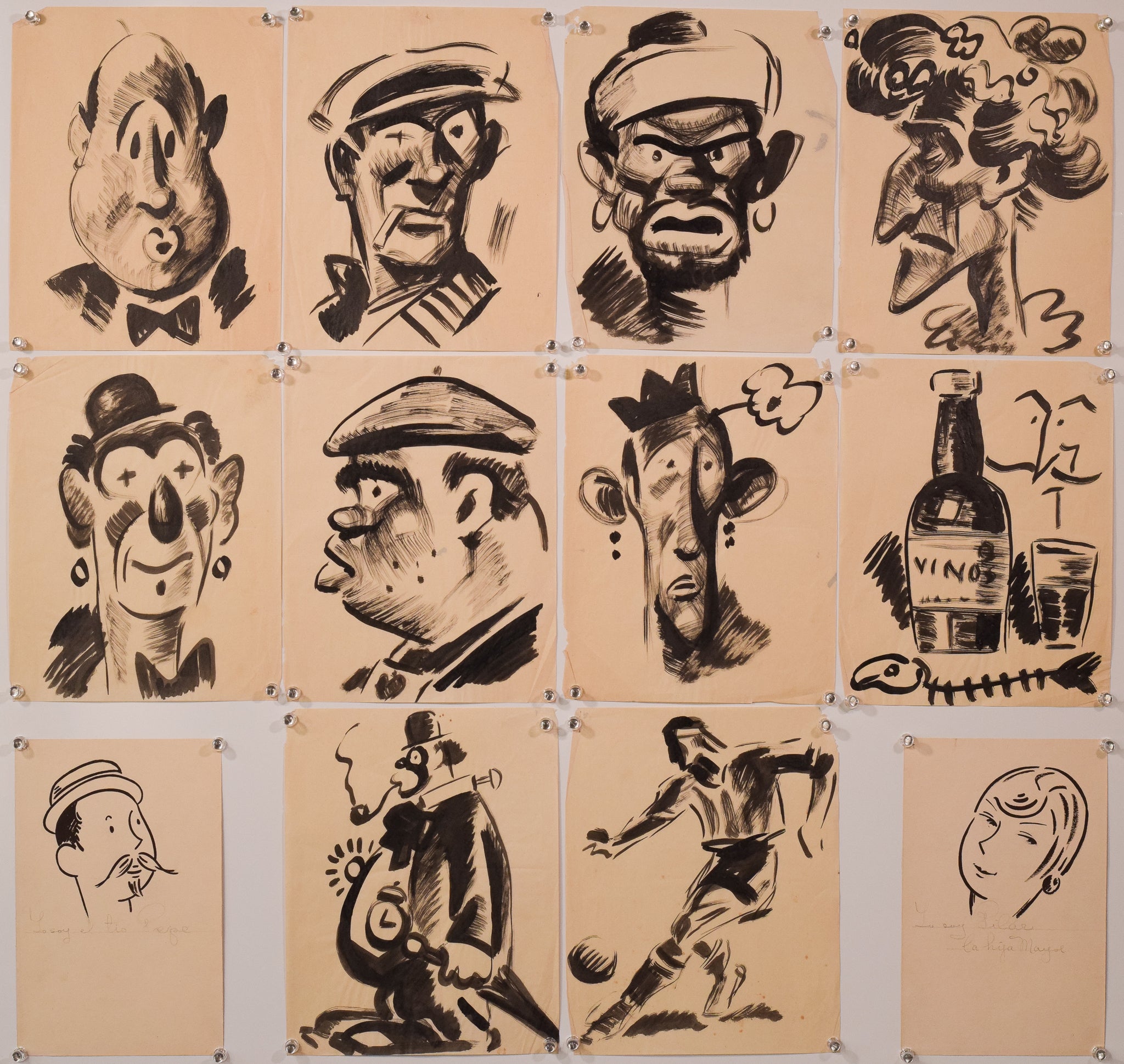 Artwork by Unknown, Collection of 12 - Pen and Ink Cartoons, Made of Pen and ink 