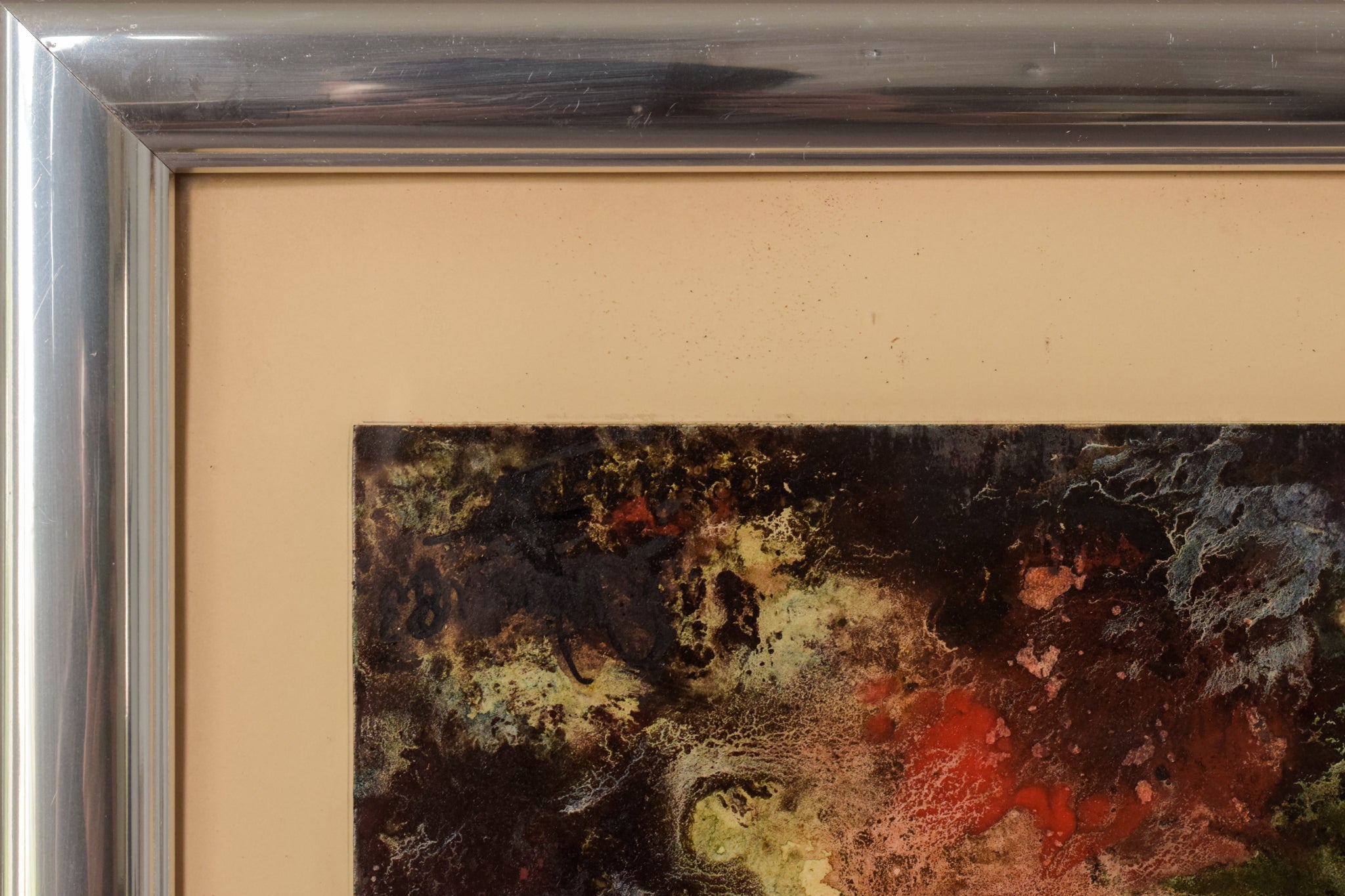 A painting of a tree in the middle of a forest.