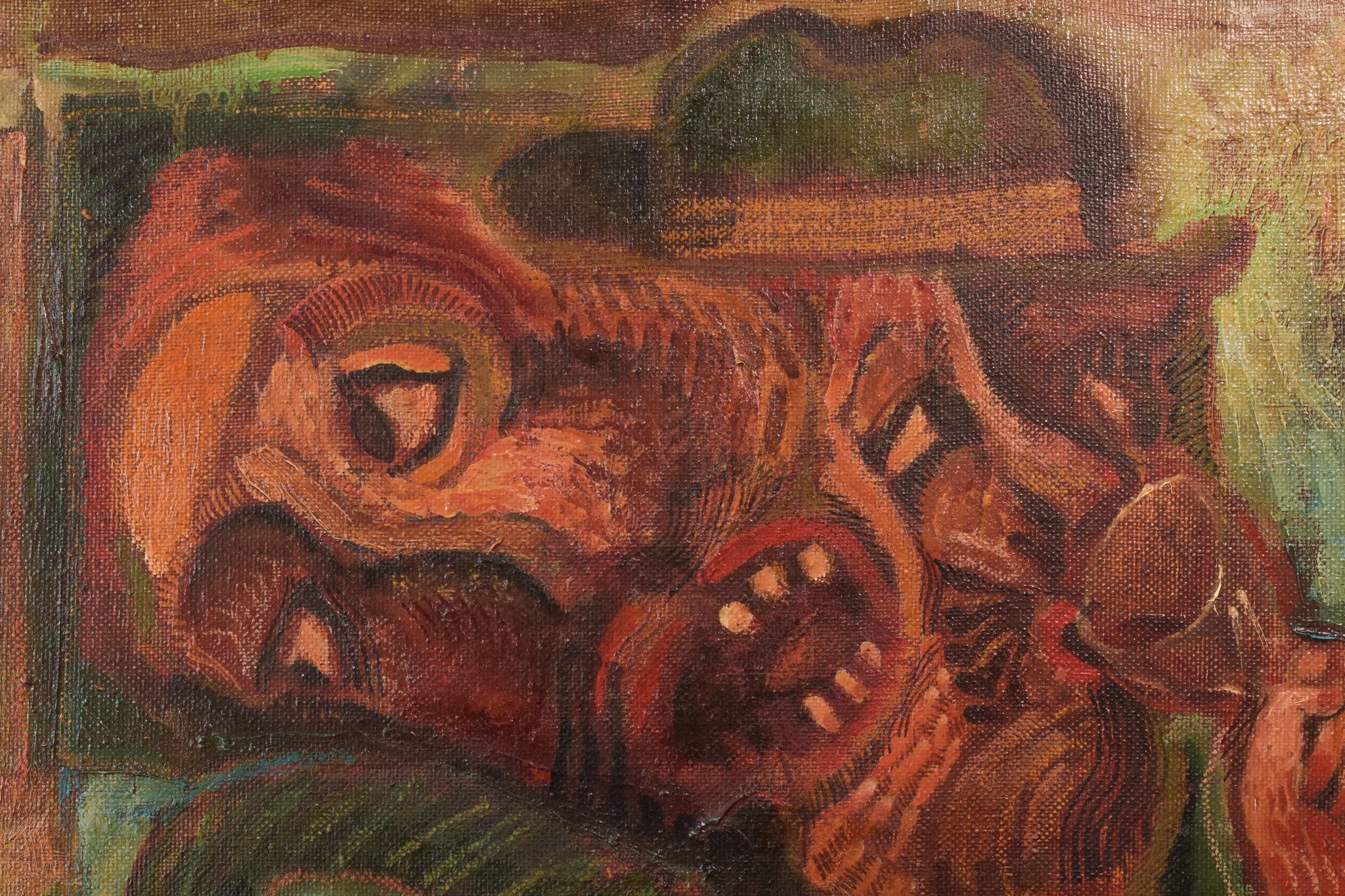 A painting of a man and woman sitting at a table.