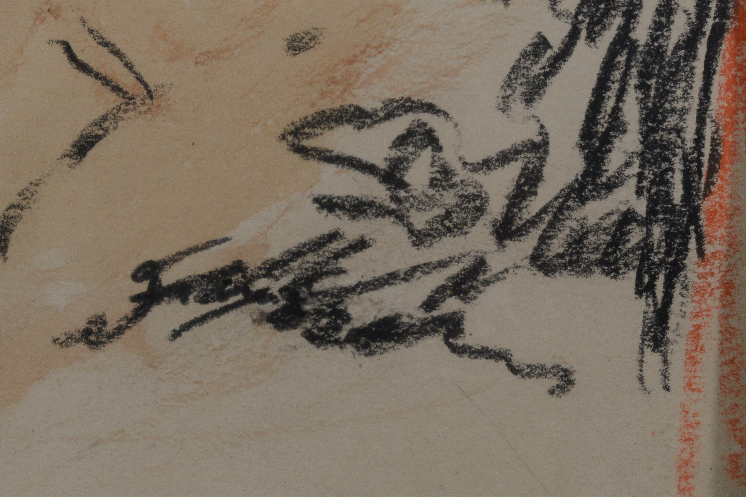 A drawing of a woman sitting in front of a mirror.