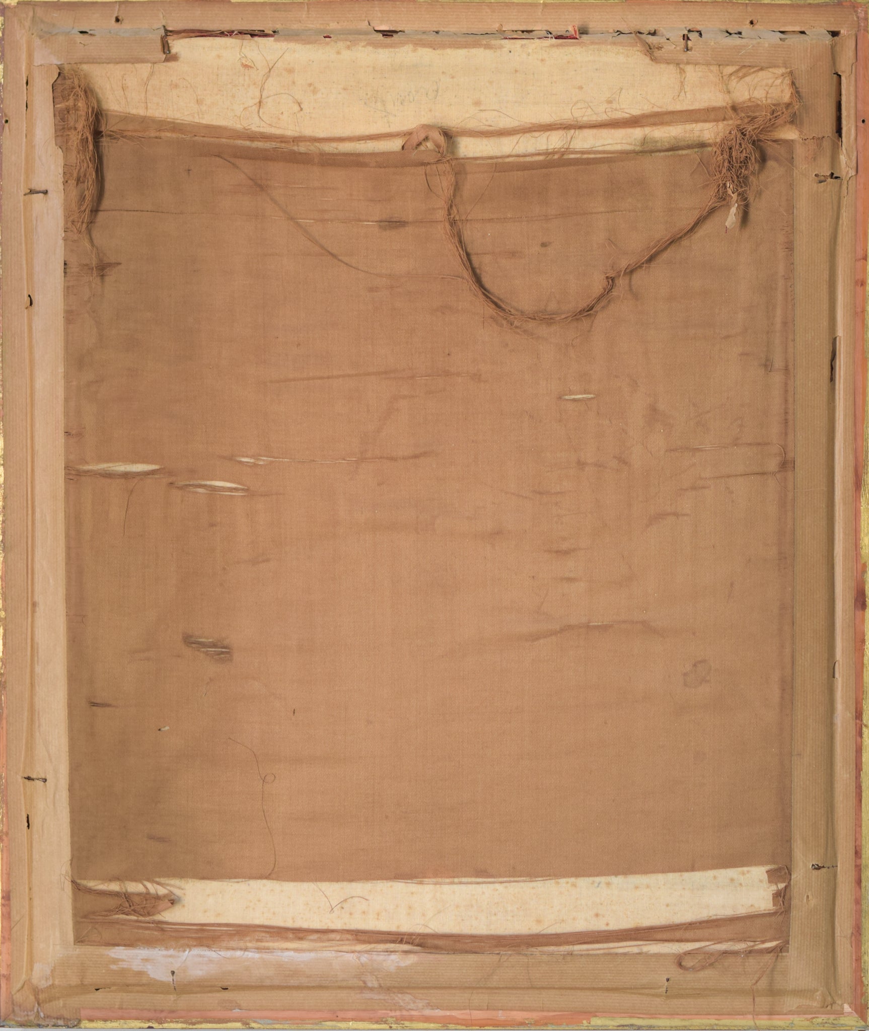 A painting of a landscape with a mountain in the background.