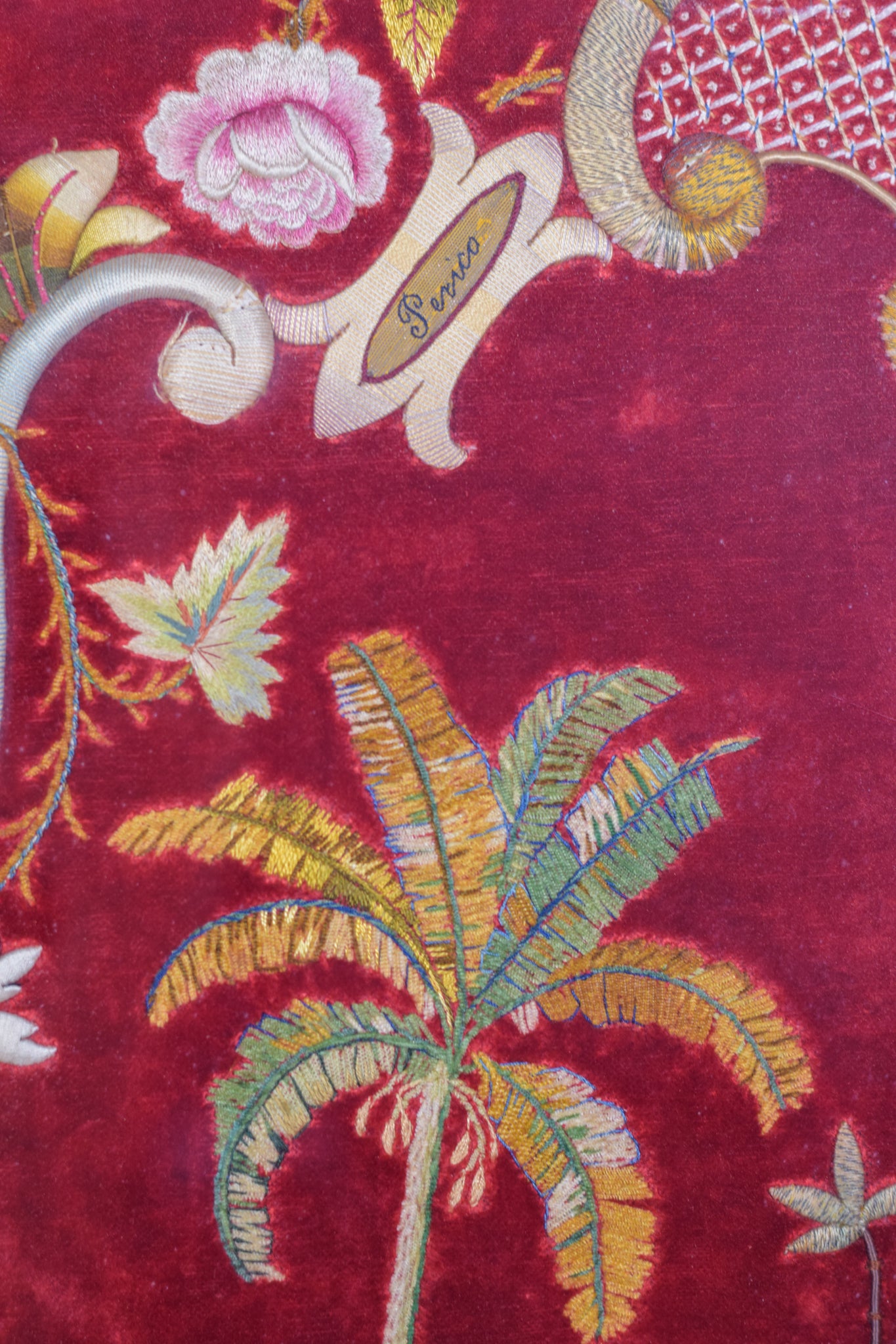 A painting of a landscape with a mountain in the background.