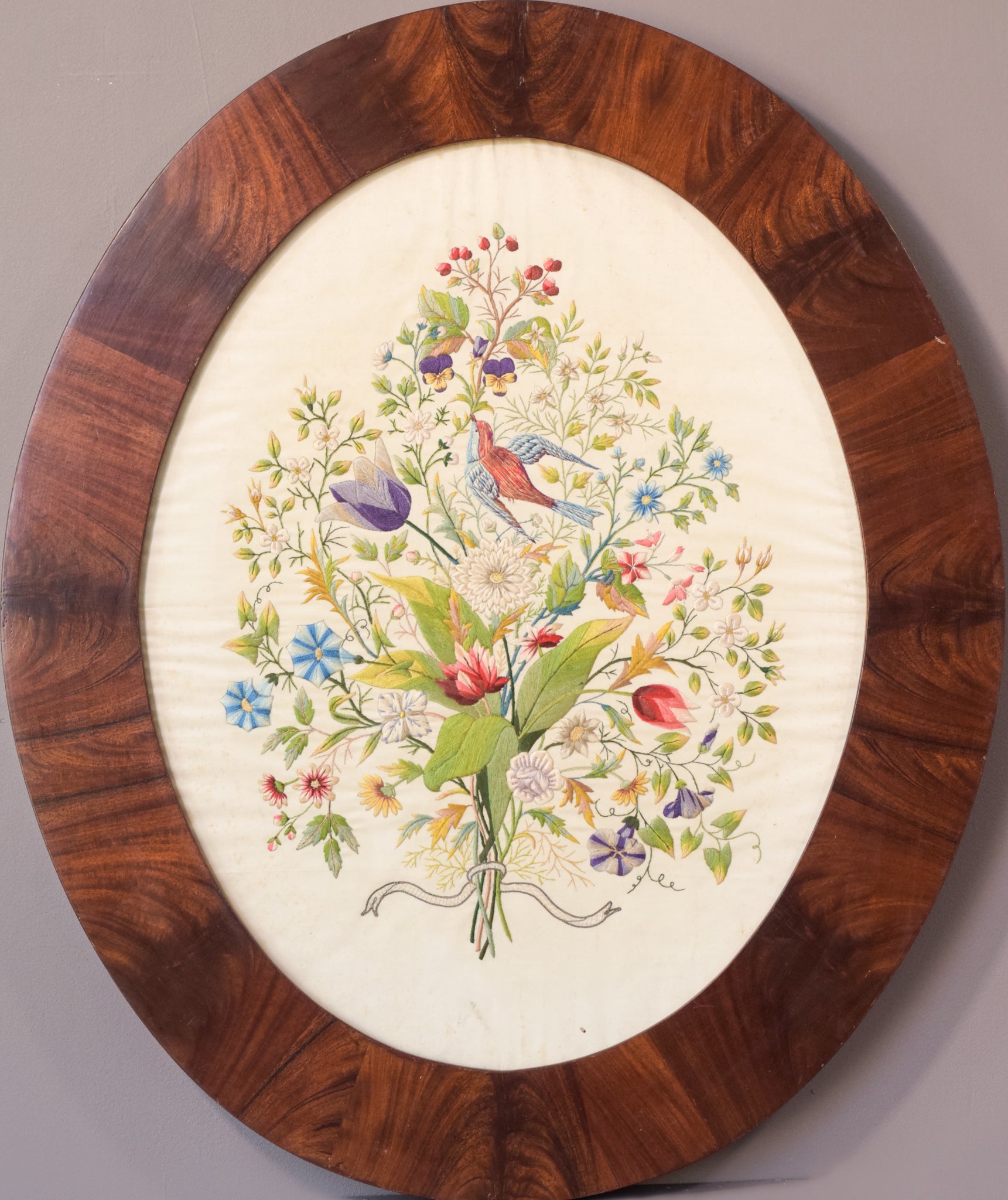 Embroidery with Flowers and Birds by Unknown, Early 20th Century
