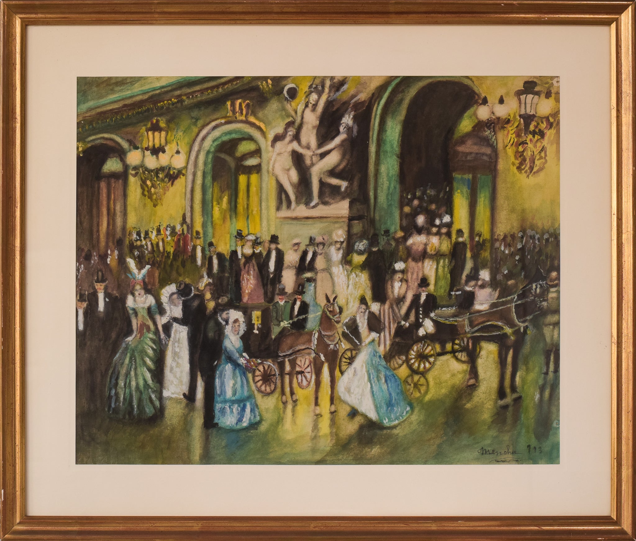 Artwork by Unknown, Evening Scene in the Style of Renoir, Made of Pastel 
