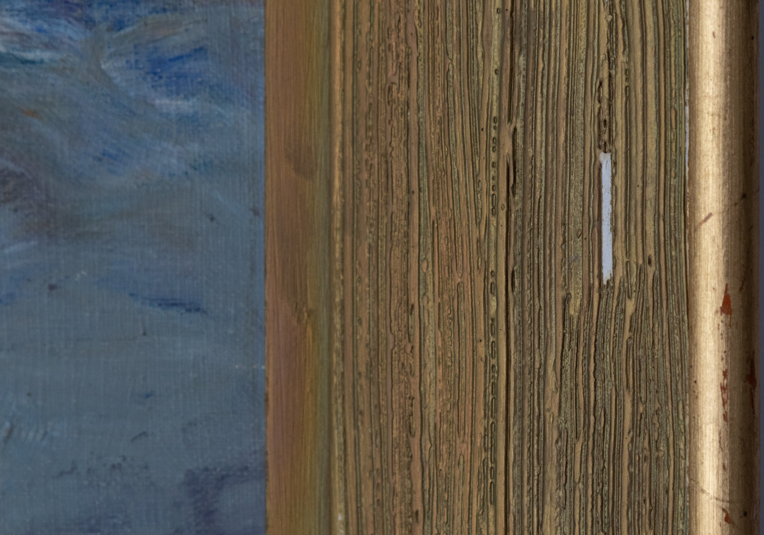 A painting of fruit and a vase on a table.