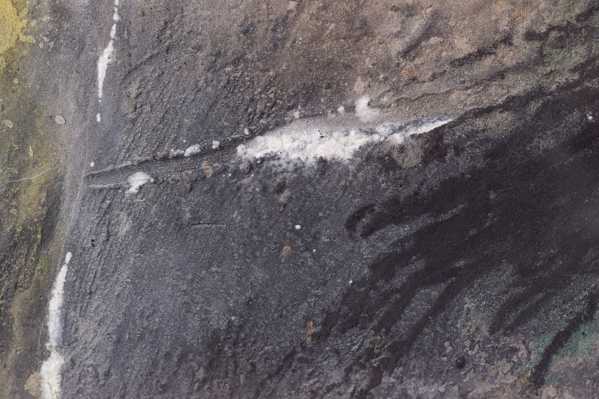 A painting of a tree with a lot of paint on it.