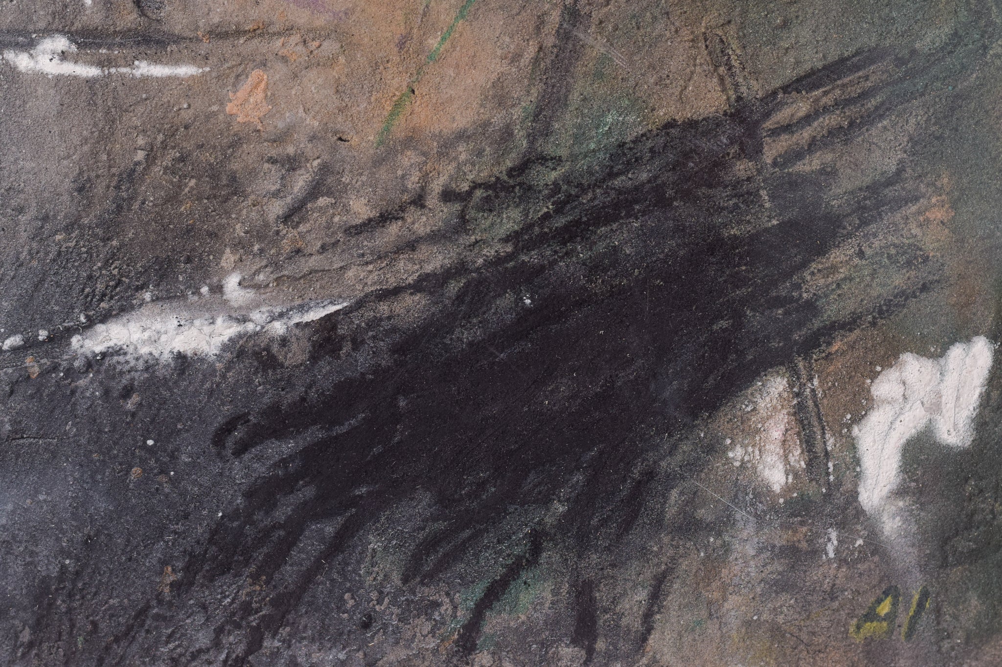 A painting of a tree with a lot of paint on it.