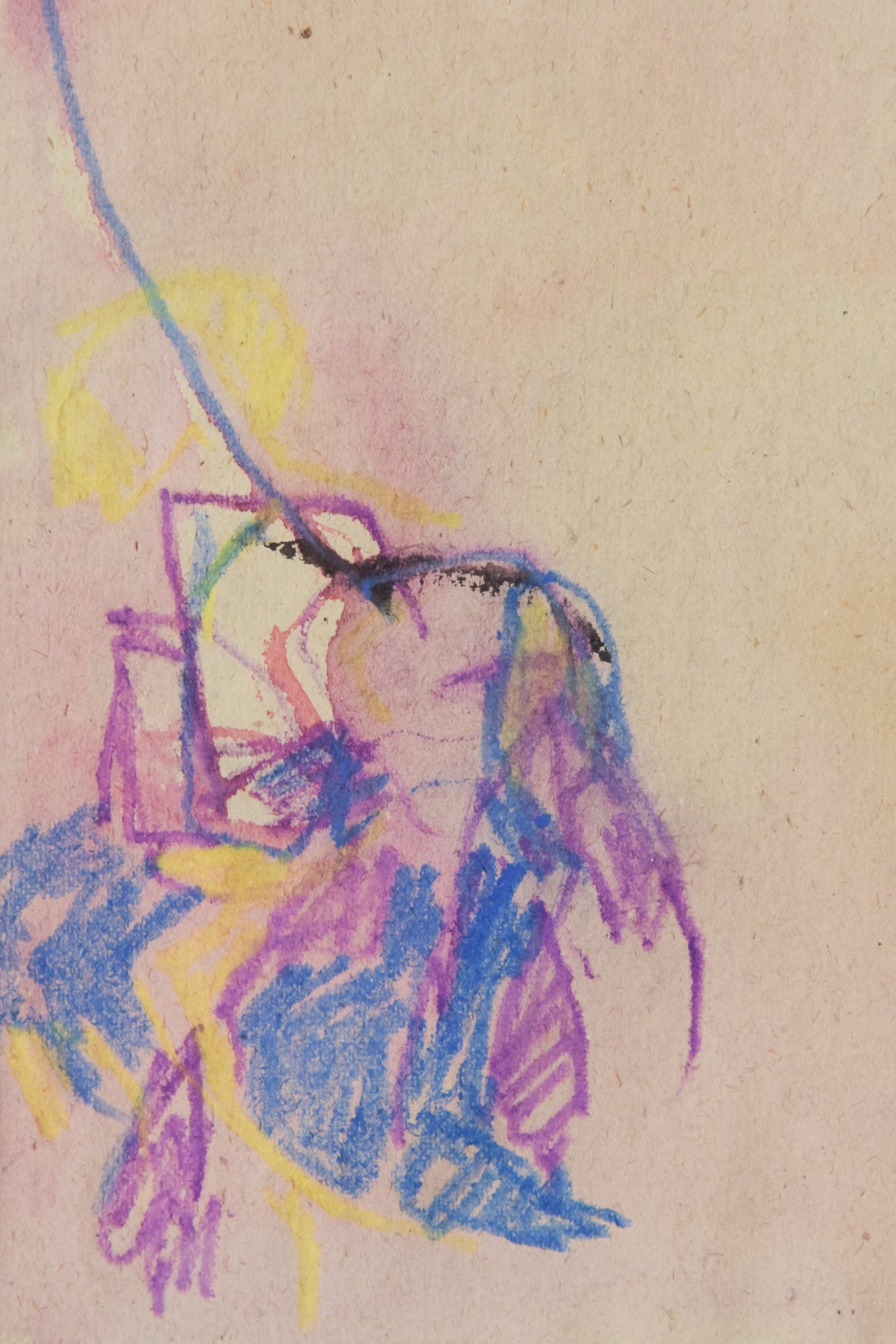 A drawing of two different colored pencils on a piece of paper.